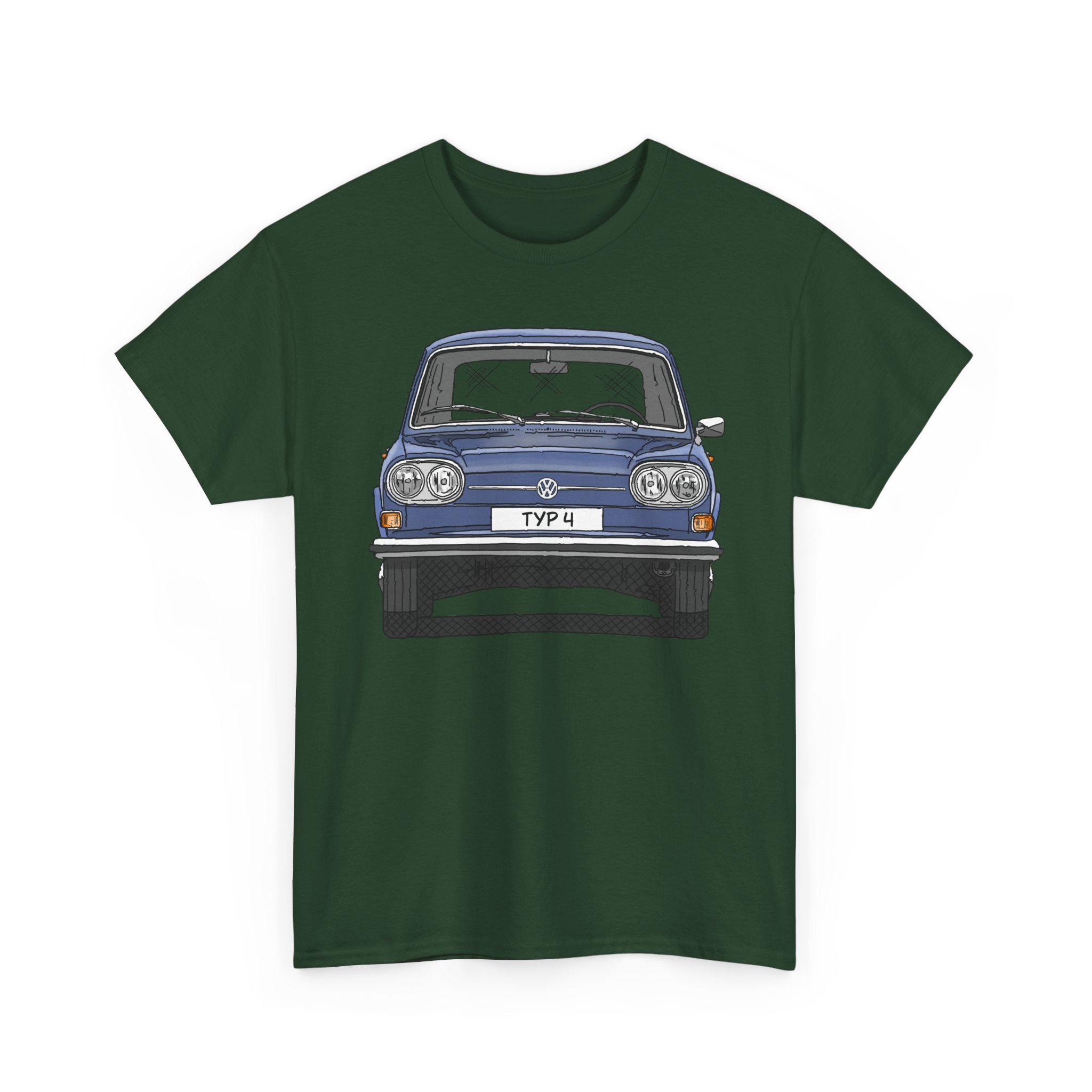 T-Shirt, VW Typ 4, 411, Strichzeichnung, Gemini-Blau, eigenes Kennzeichen möglich – Bild 6