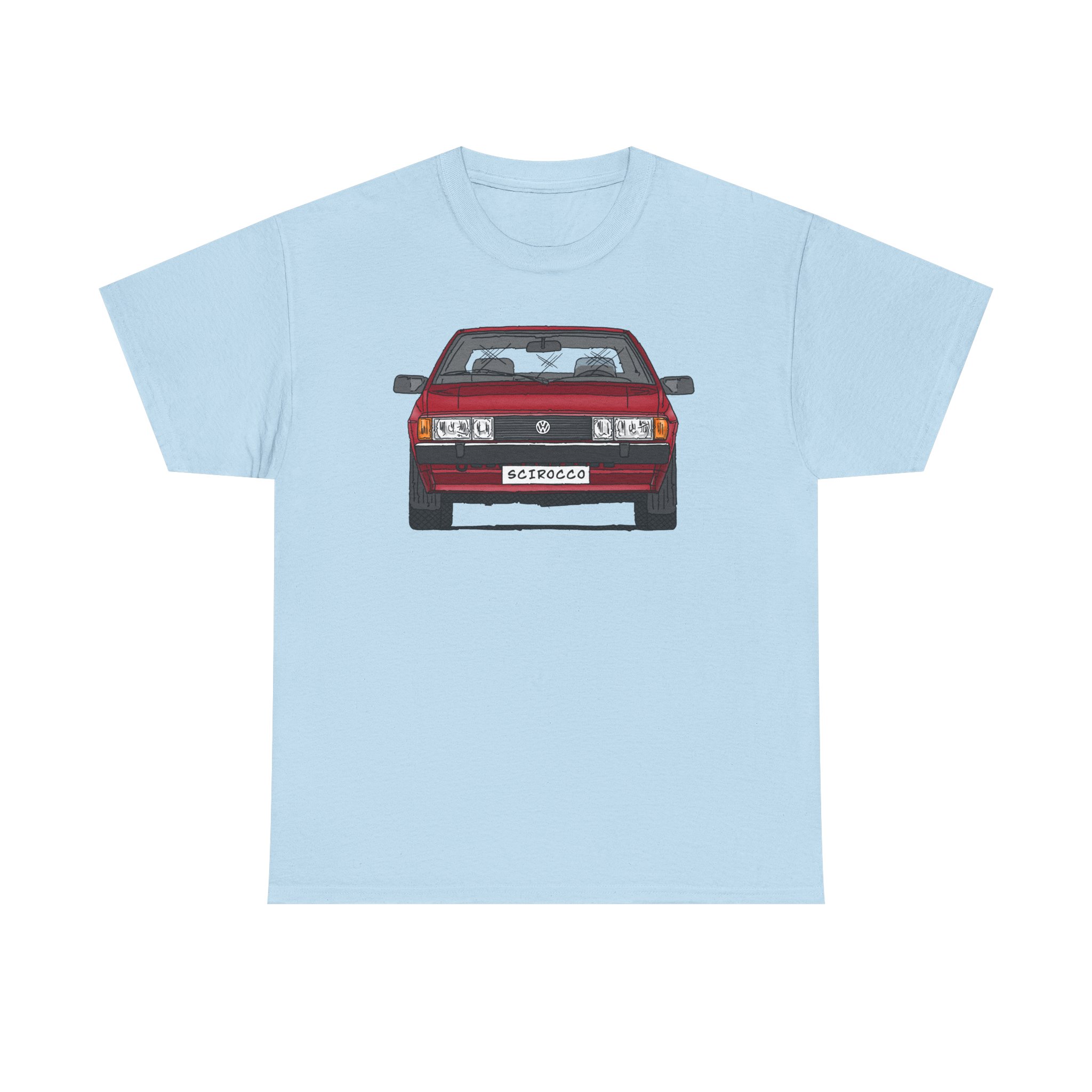 T-Shirt, VW SCIROCCO II, Strichzeichnung, Rot, Wunschkennzeichen möglich – Bild 29