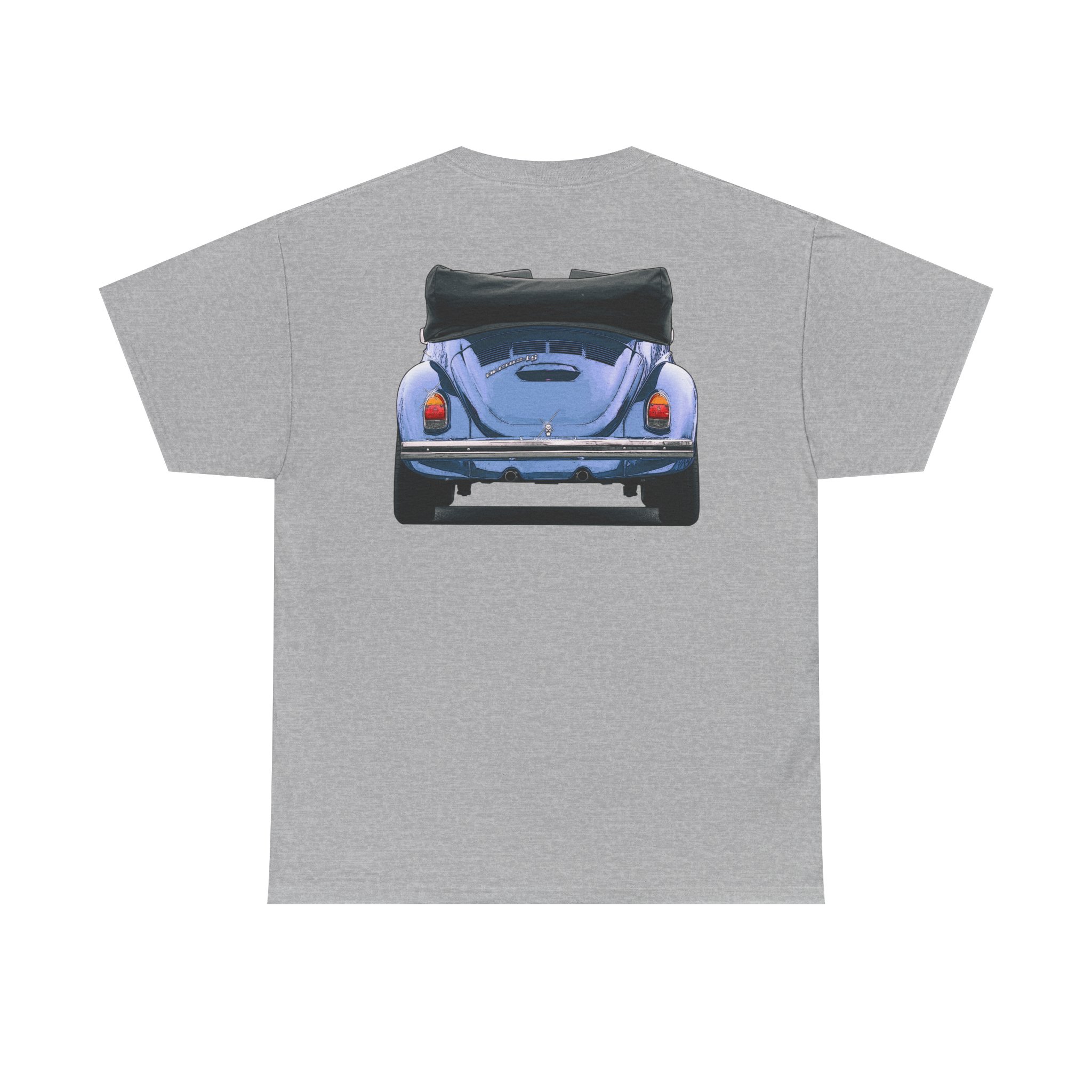 T-Shirt, VW Käfer Cabrio, 1302, Strichzeichnung, Blau, mit Kennzeichen personalisierbar – Bild 3