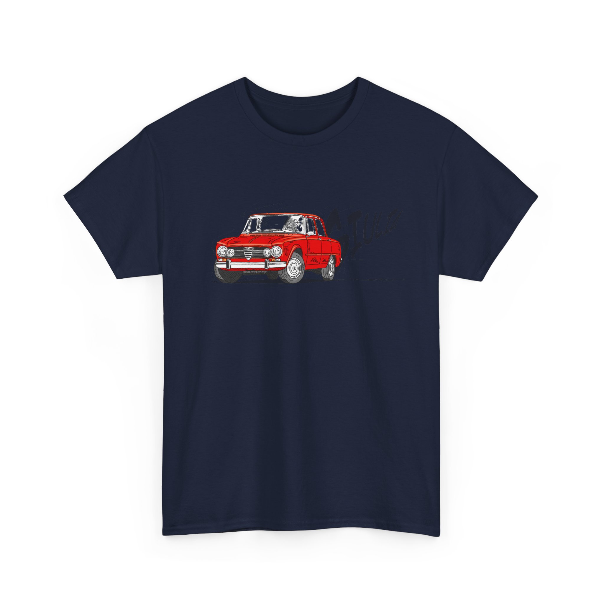 T-Shirt, Alfa Romeo Giulia, Strichzeichnung, Rot, personalisierbar – Bild 8