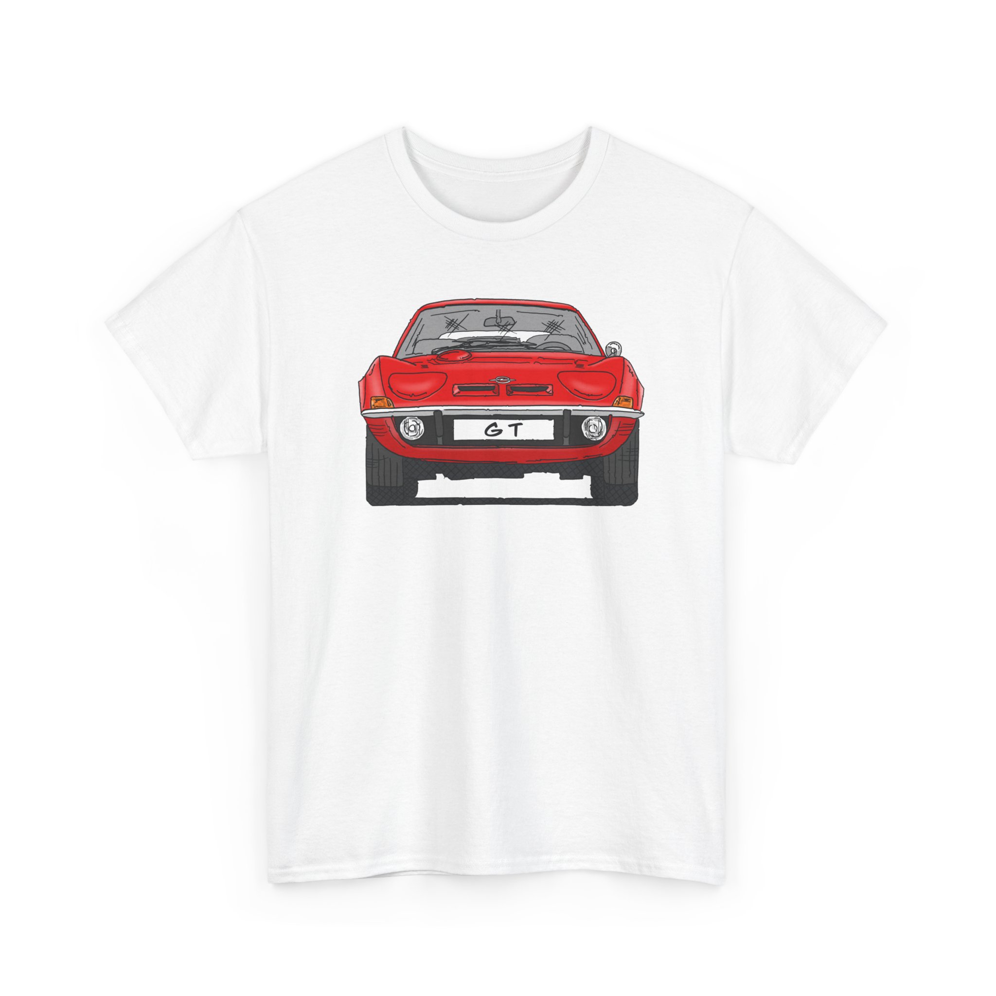 T-Shirt, Opel GT, Strichzeichnung, Rot, mit Kennzeichen personalisierbar – Bild 51