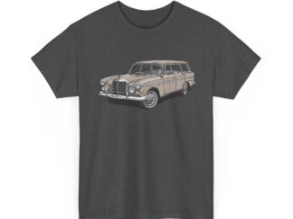 T-Shirt, Mercedes W110, Heckflosse, Universal, Strichzeichnung, Sand, Wunschkennzeichen möglich