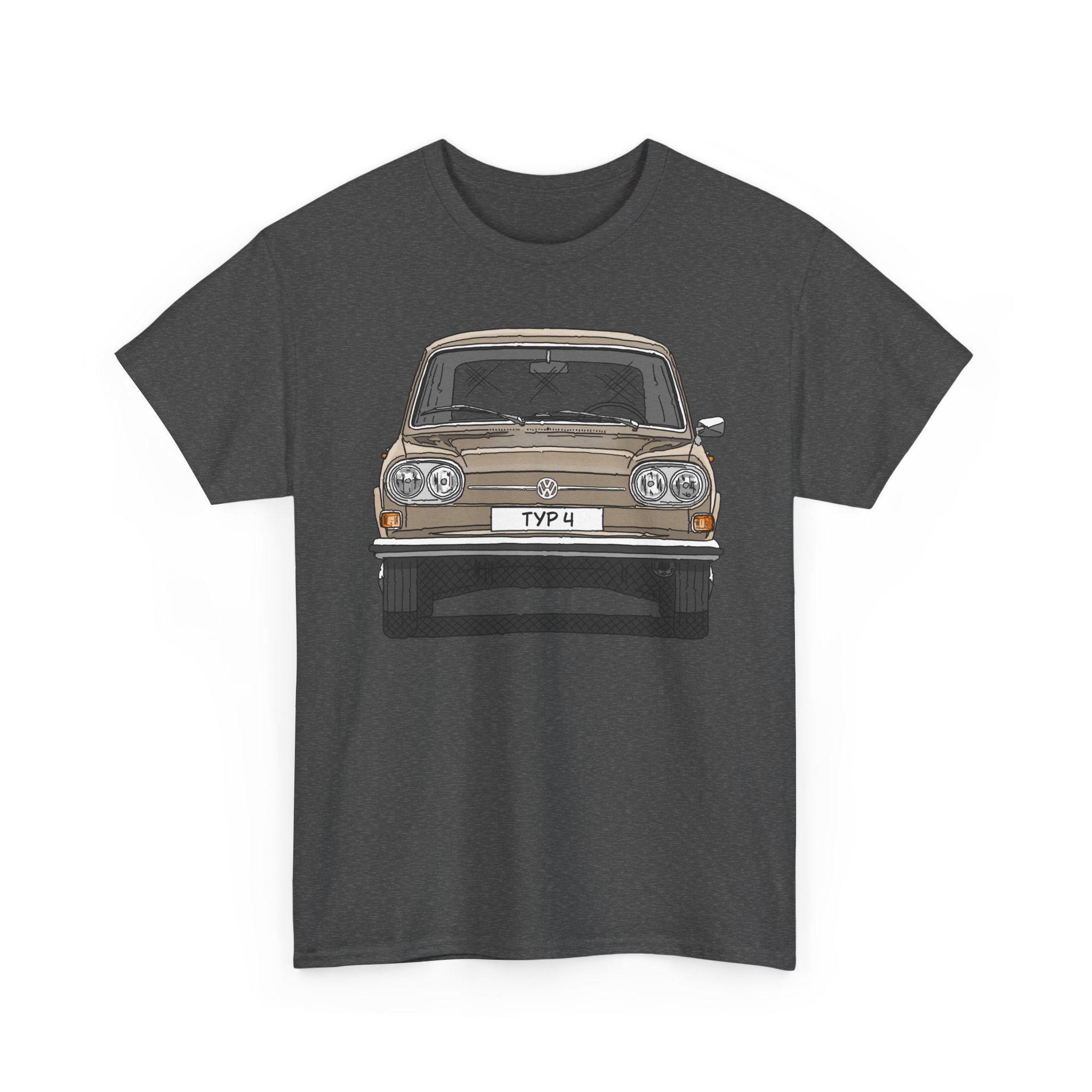 T-Shirt, VW Typ 4, 411, Strichzeichnung, Kansasbeige, eigenes Kennzeichen möglich – Bild 3