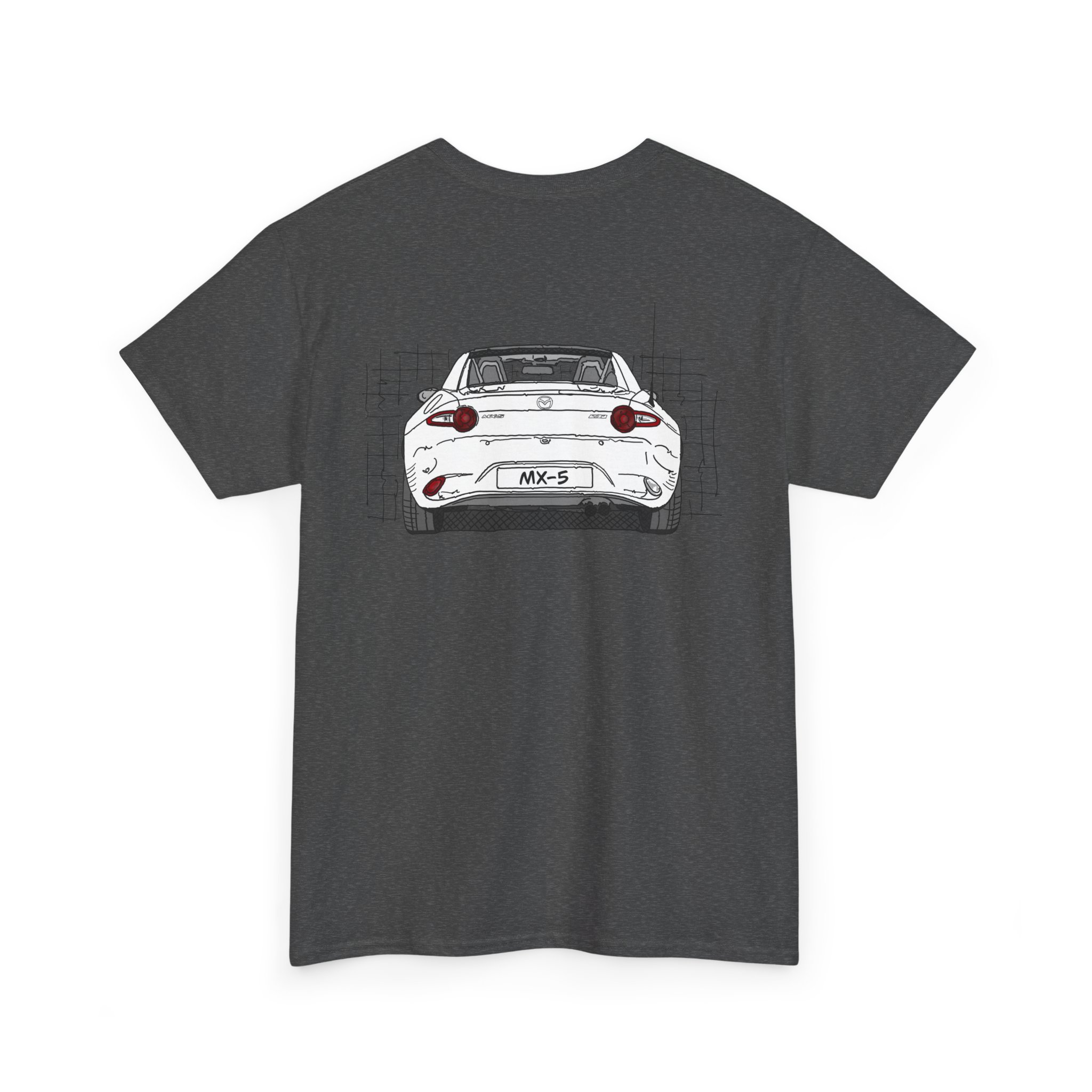 T-Shirt, Mazda MX-5 ND RF, Strichzeichnung, Weiß, beidseitig – Bild 8