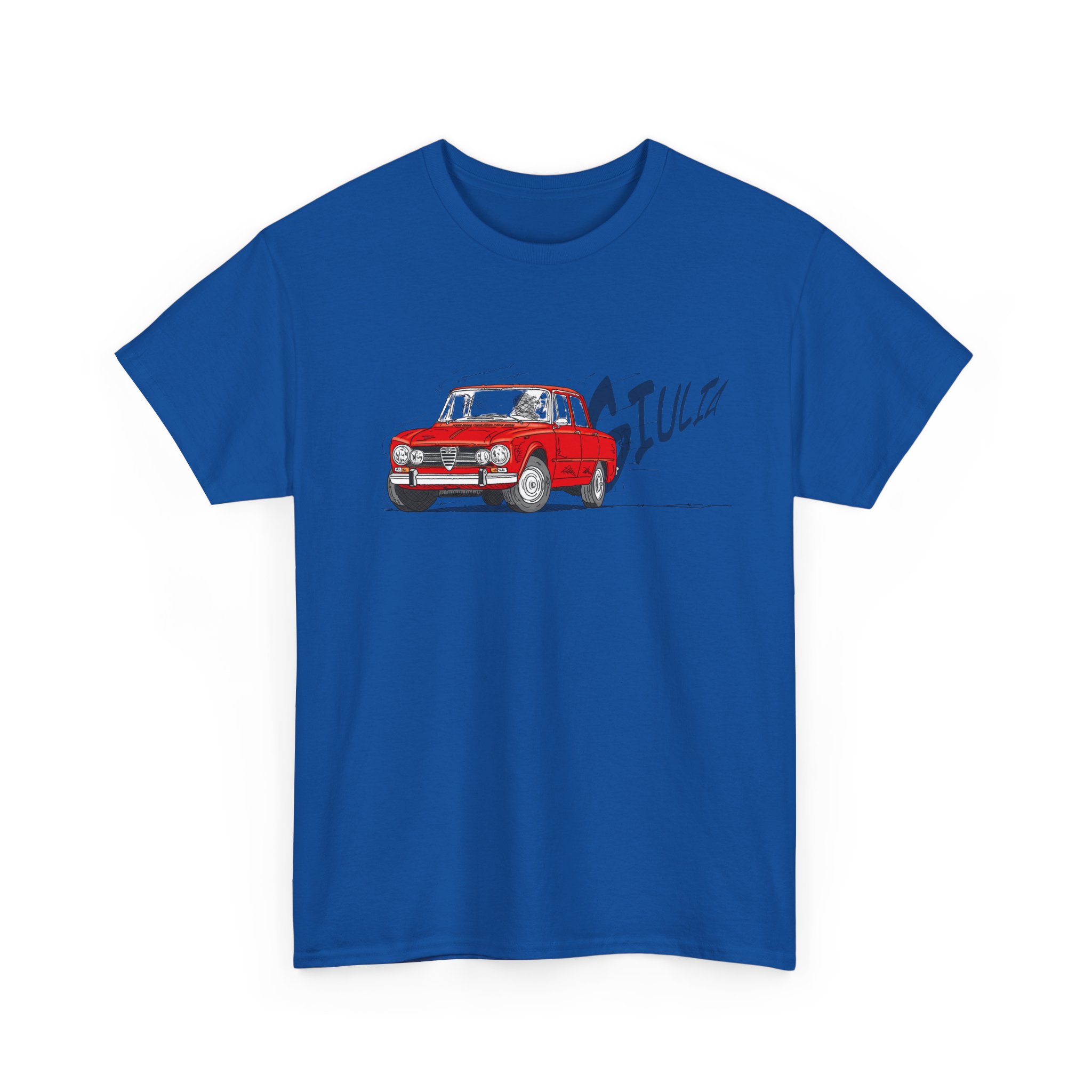 T-Shirt, Alfa Romeo Giulia, Strichzeichnung, Rot, personalisierbar – Bild 7