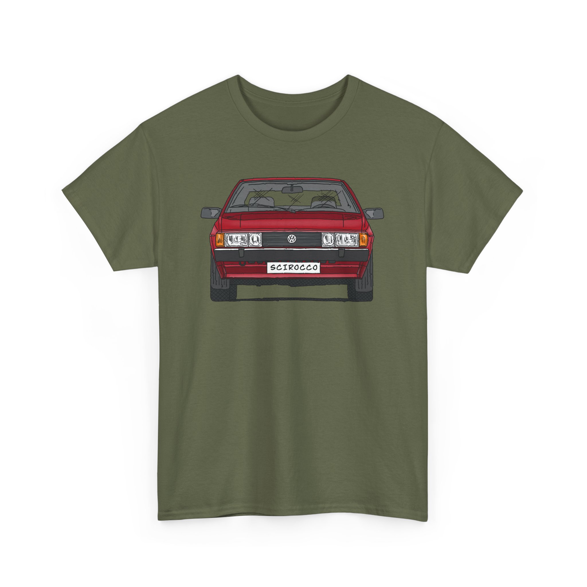 T-Shirt, VW SCIROCCO II, Strichzeichnung, Rot, Wunschkennzeichen möglich – Bild 27