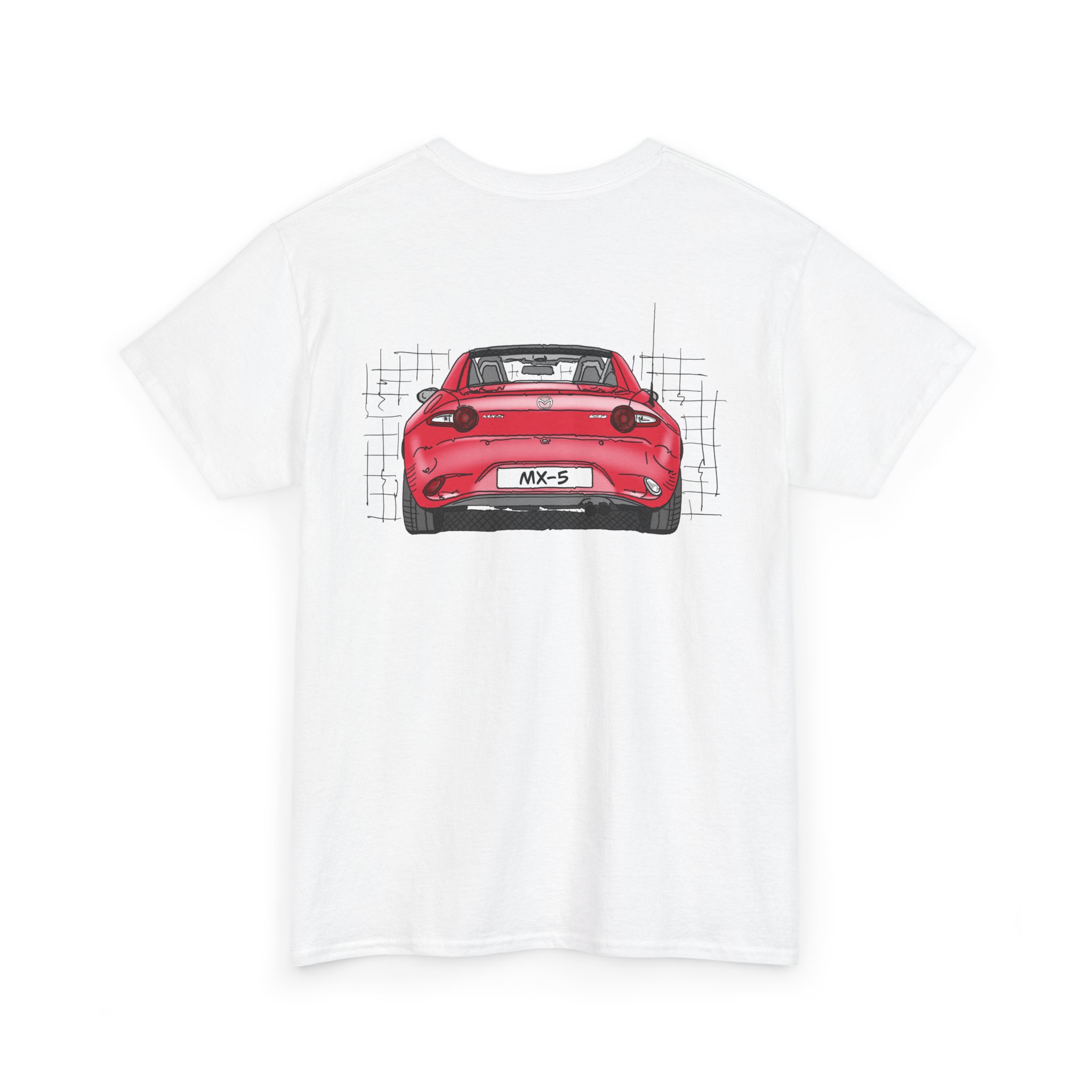 T-Shirt, Mazda MX-5 ND RF, Strichzeichnung, Rot, beidseitig – Bild 36