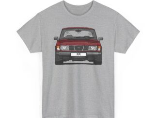 T-Shirt, Saab 99, Strichzeichnung, Rot, eigenes Kennzeichen möglich