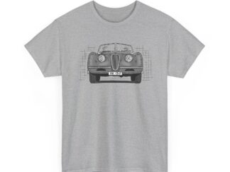T-Shirt, Jaguar XK 120, Strichzeichnung, Grau, personalisierbar