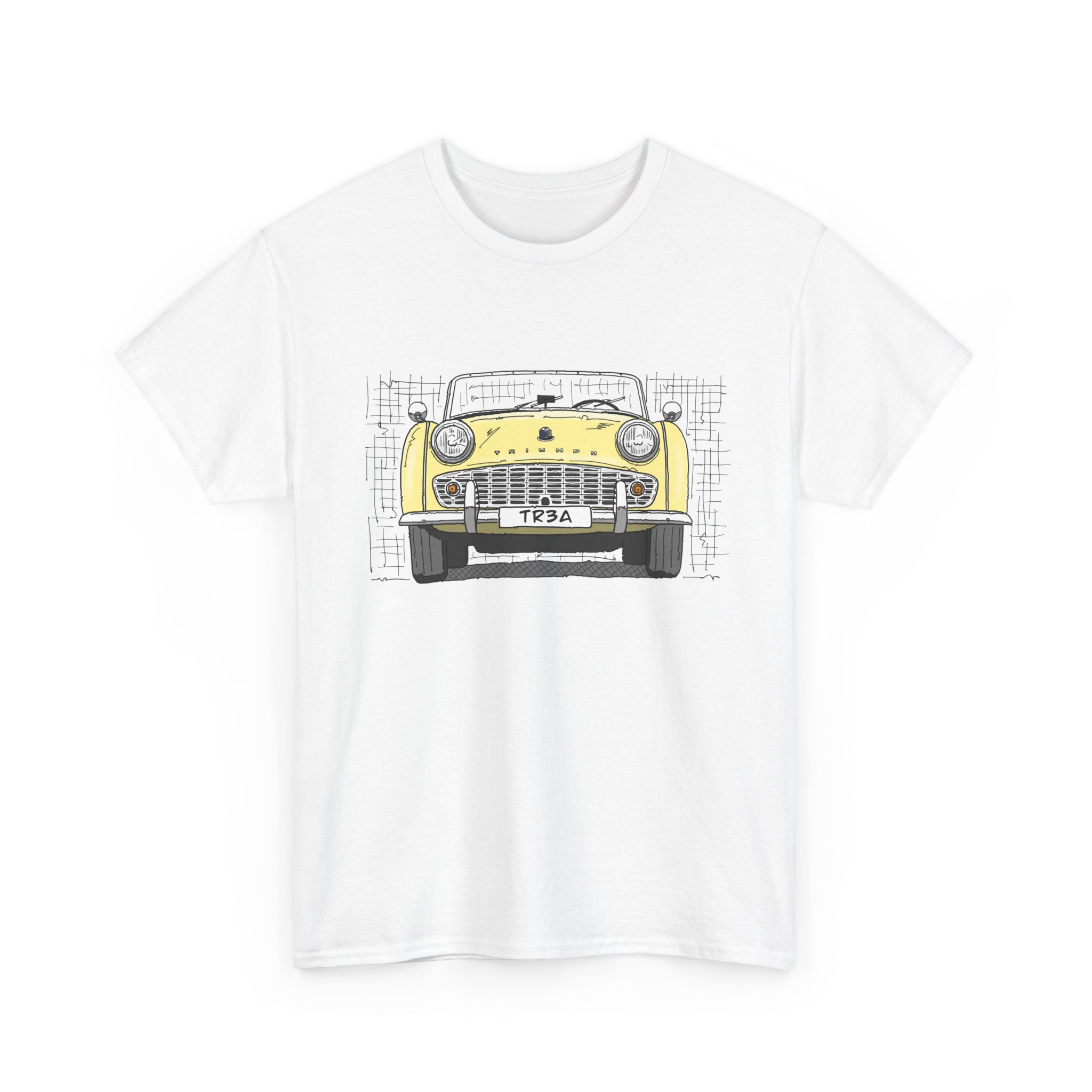 T-Shirt, Triumph TR3A, Strichzeichnung, Gelb – Bild 7