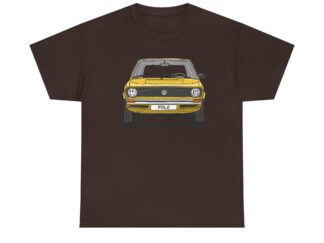 T-Shirt, VW Polo I, Typ 86, Strichzeichnung, Gelb, mit Kennzeichen personalisierbar