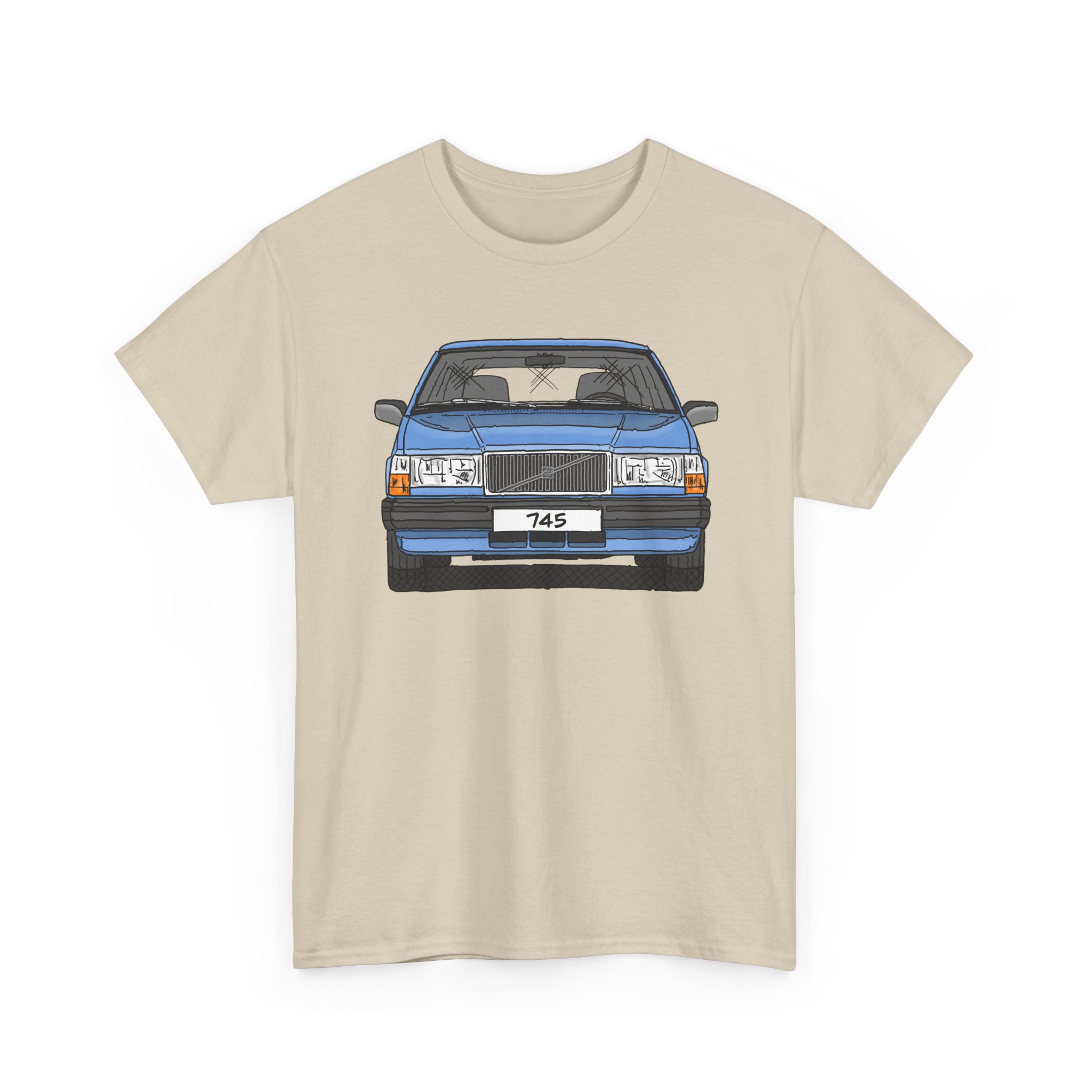 T-Shirt, Volvo 740/745, Strichzeichnung, Hellblau, eigenes Kennzeichen möglich – Bild 6