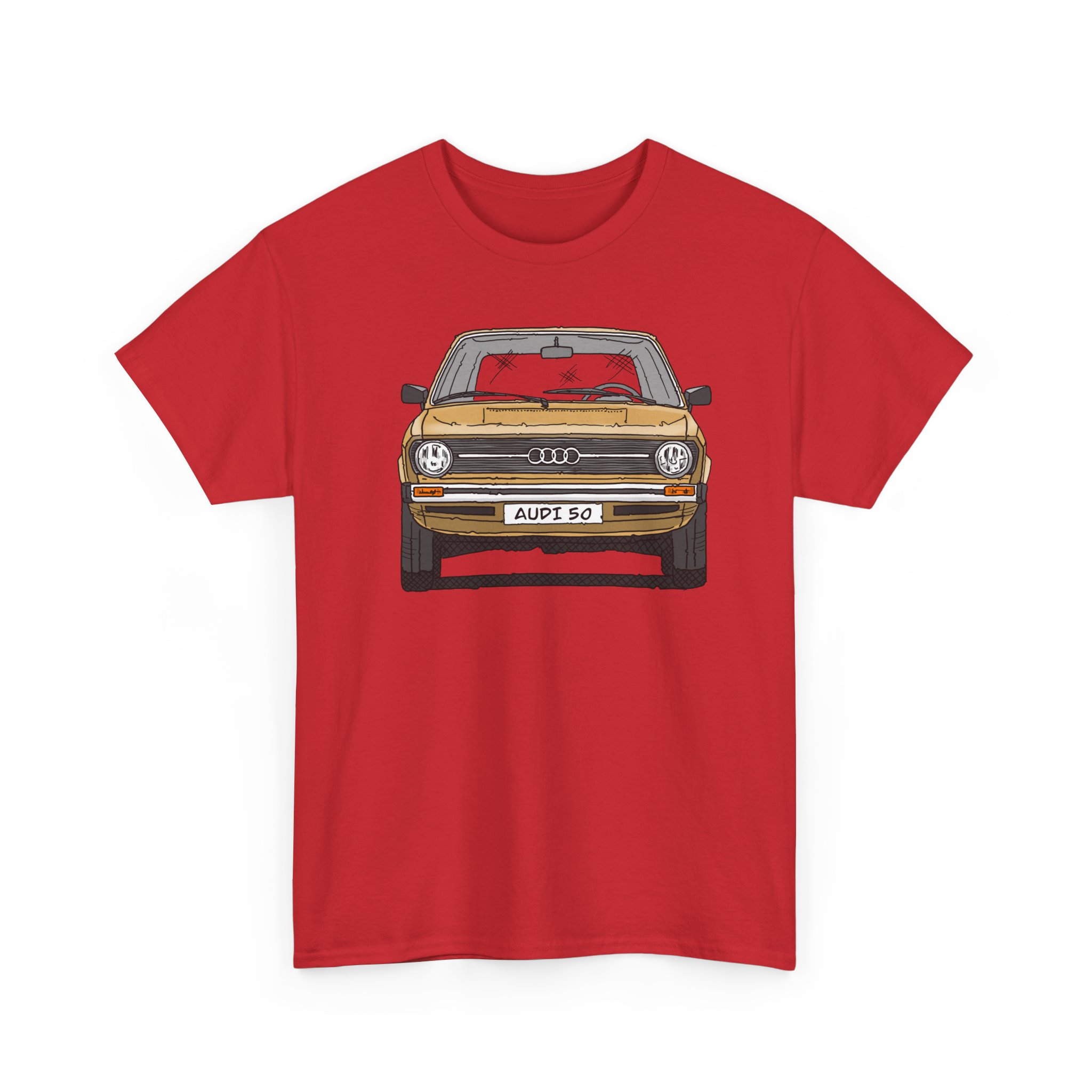 T-Shirt, Audi 50, Strichzeichnung, Hellas, 2 Außenspiegel, mit Kennzeichen personalisierbar – Bild 67