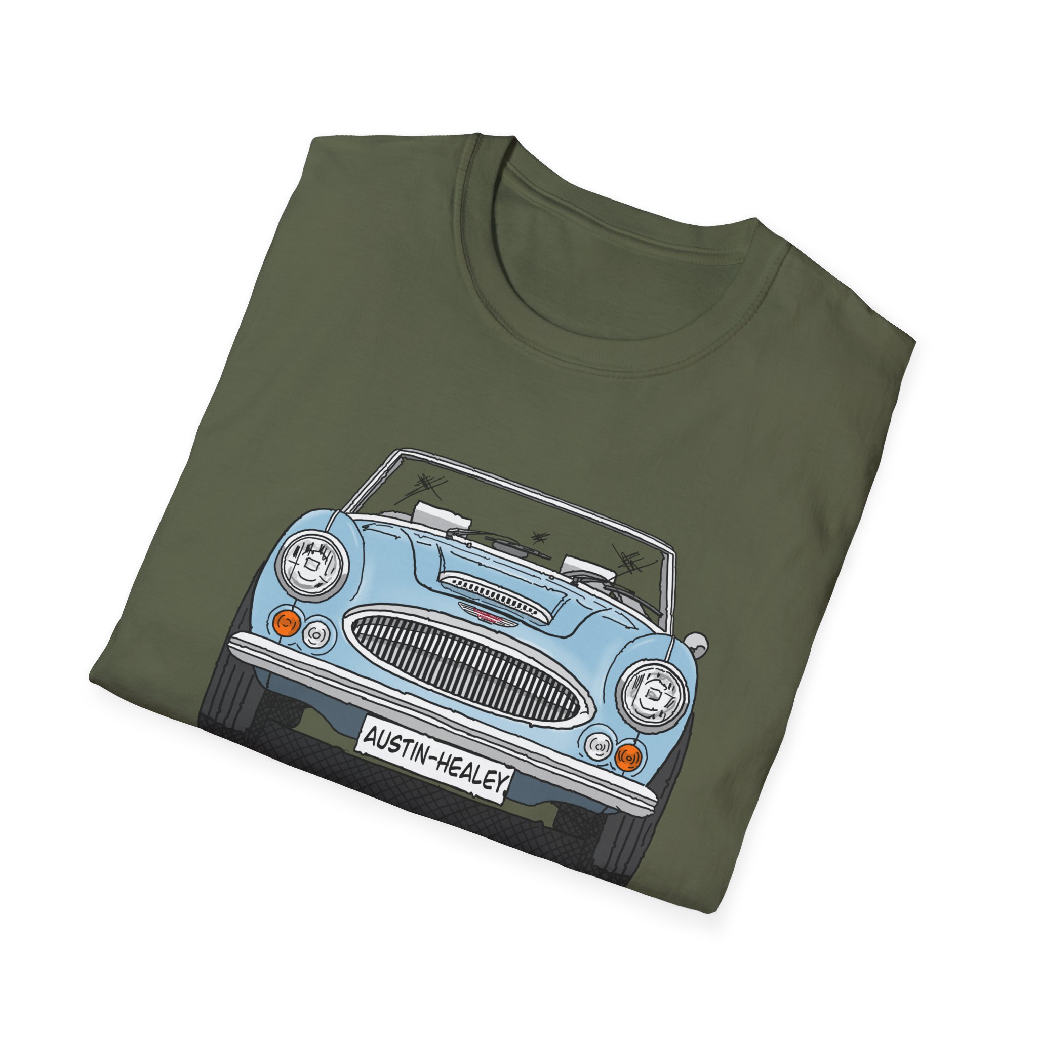 T-Shirt, Austin-Healey 3000, Strichzeichnung, Eisblau, personalisierbar – Bild 16