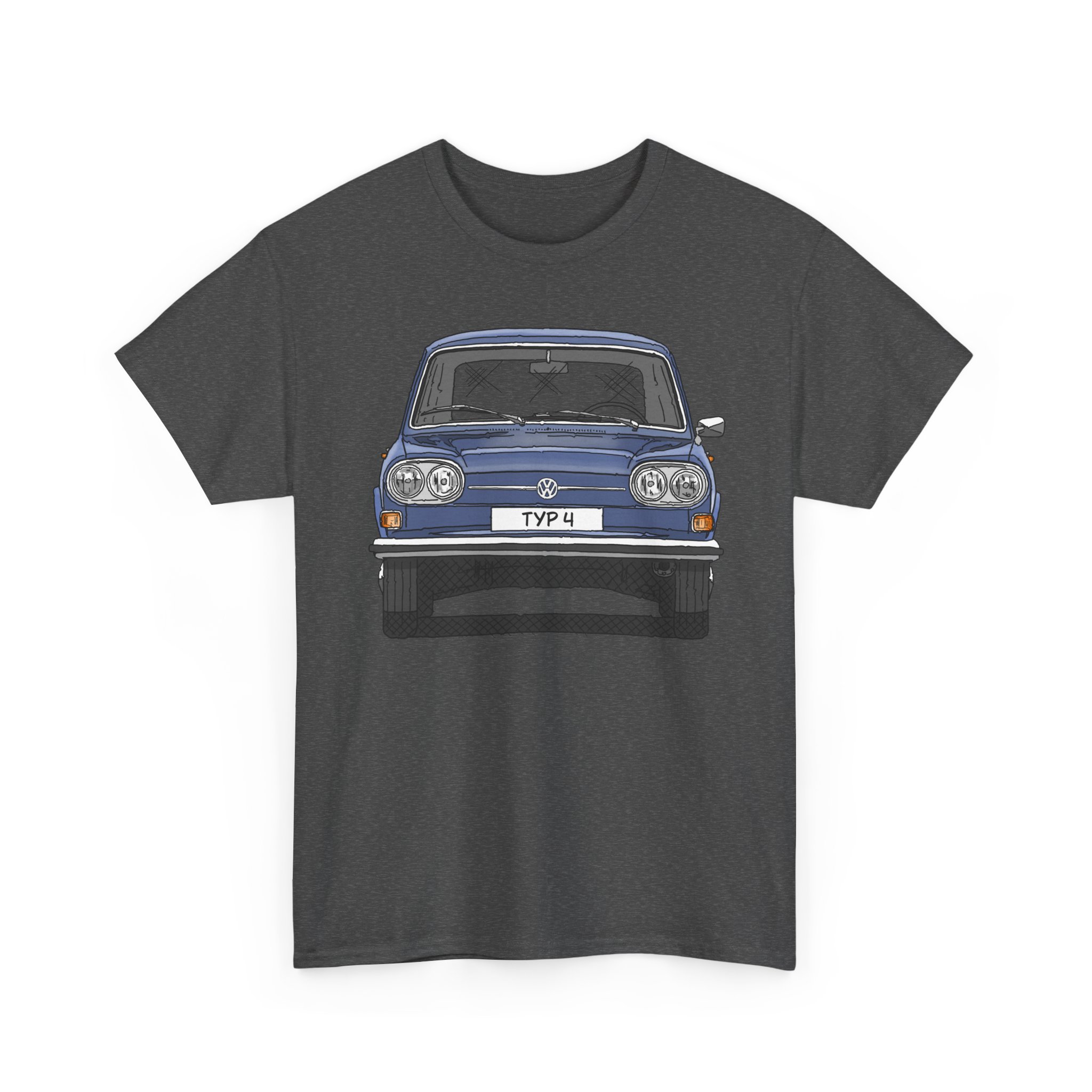 T-Shirt, VW Typ 4, 411, Strichzeichnung, Gemini-Blau, eigenes Kennzeichen möglich – Bild 3
