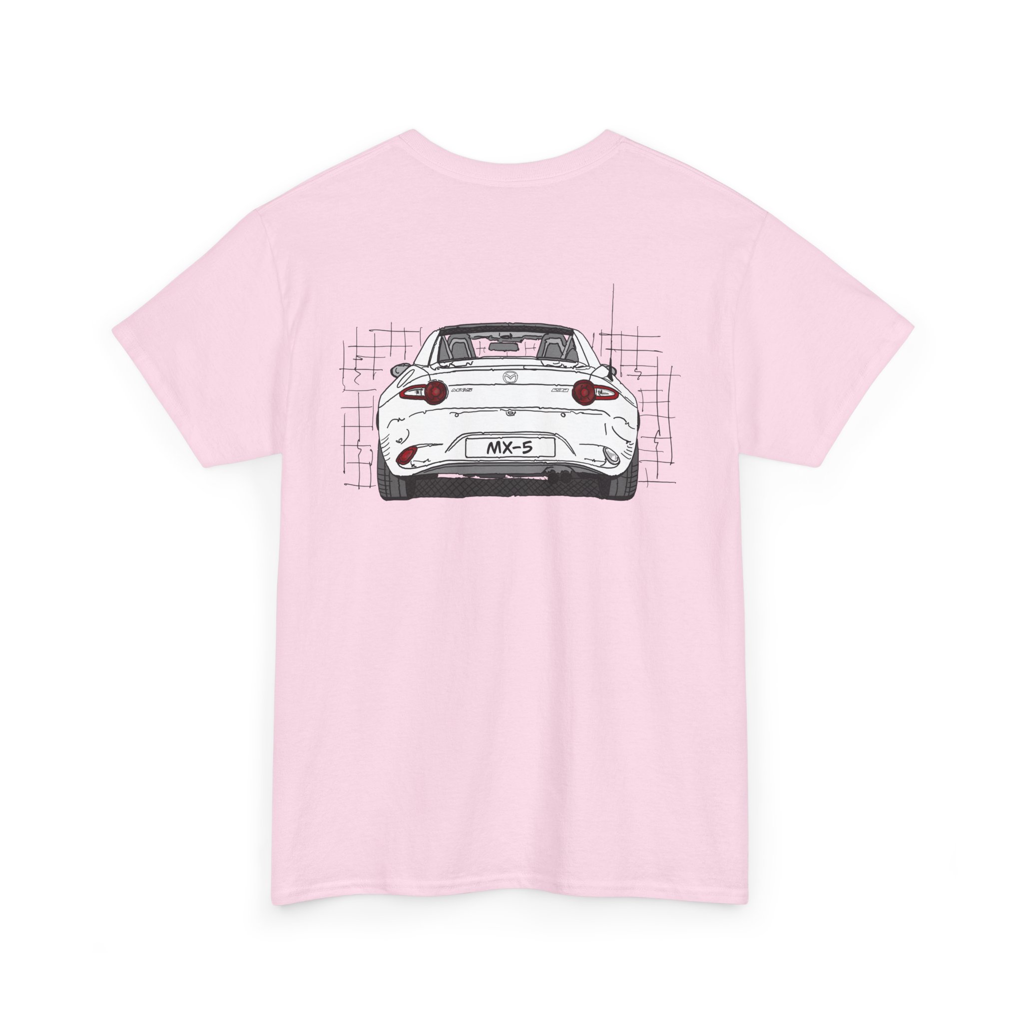 T-Shirt, Mazda MX-5 ND RF, Strichzeichnung, Weiß, beidseitig – Bild 16