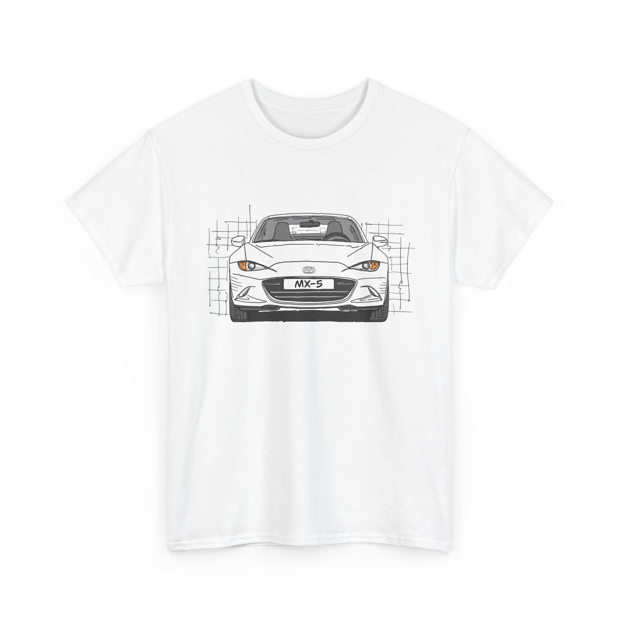 T-Shirt, Mazda MX-5 ND RF, Strichzeichnung, Weiß, beidseitig – Bild 35