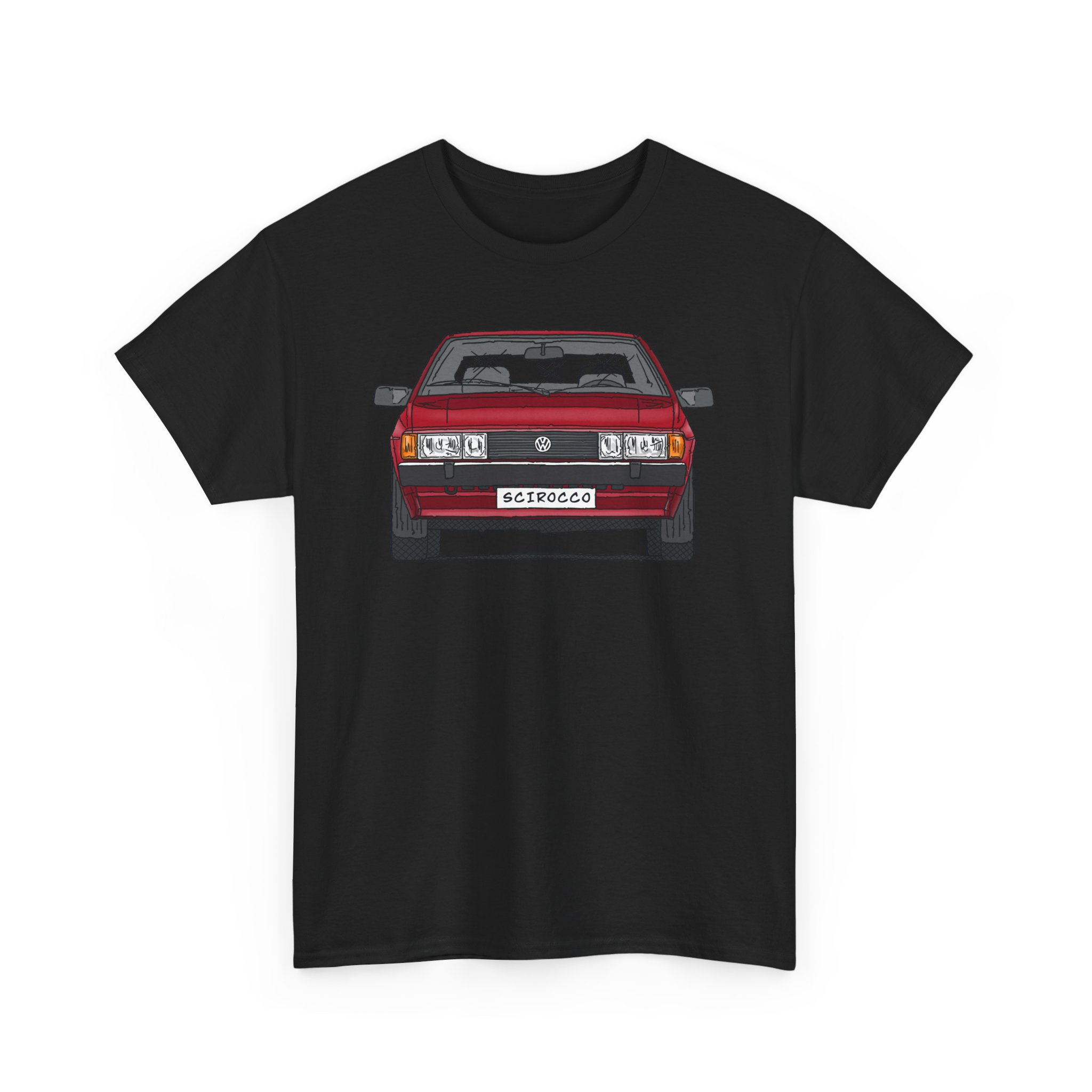 T-Shirt, VW SCIROCCO II, Strichzeichnung, Rot, Wunschkennzeichen möglich – Bild 15