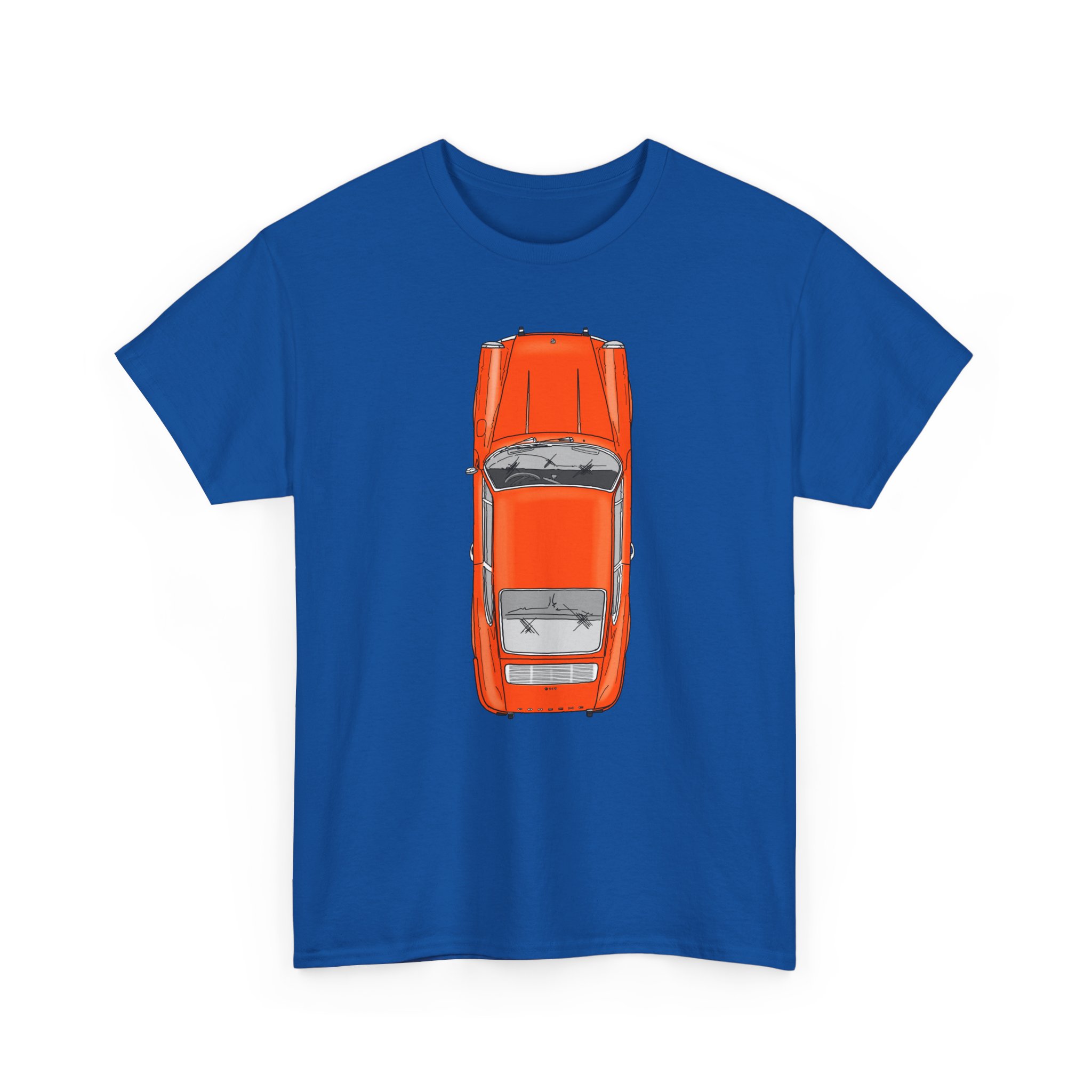 T-Shirt, Porsche 911 Coupé, F-Modell, Ur-Elfer, Top View, Orange – Bild 31