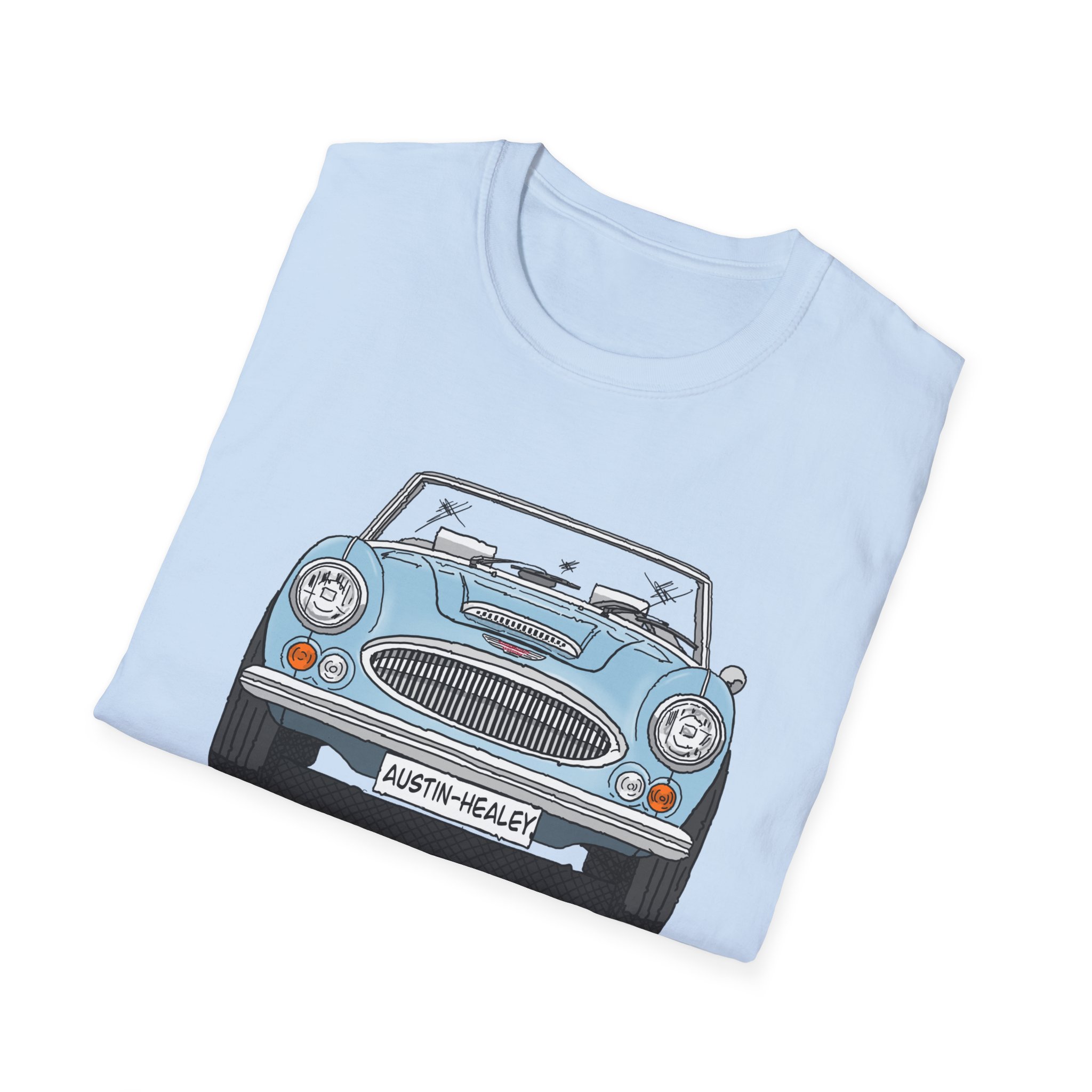 T-Shirt, Austin-Healey 3000, Strichzeichnung, Eisblau, personalisierbar – Bild 20