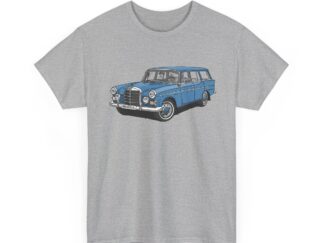 T-Shirt, Mercedes W110, Heckflosse, Universal, Strichzeichnung, Blau, Wunschkennzeichen möglich