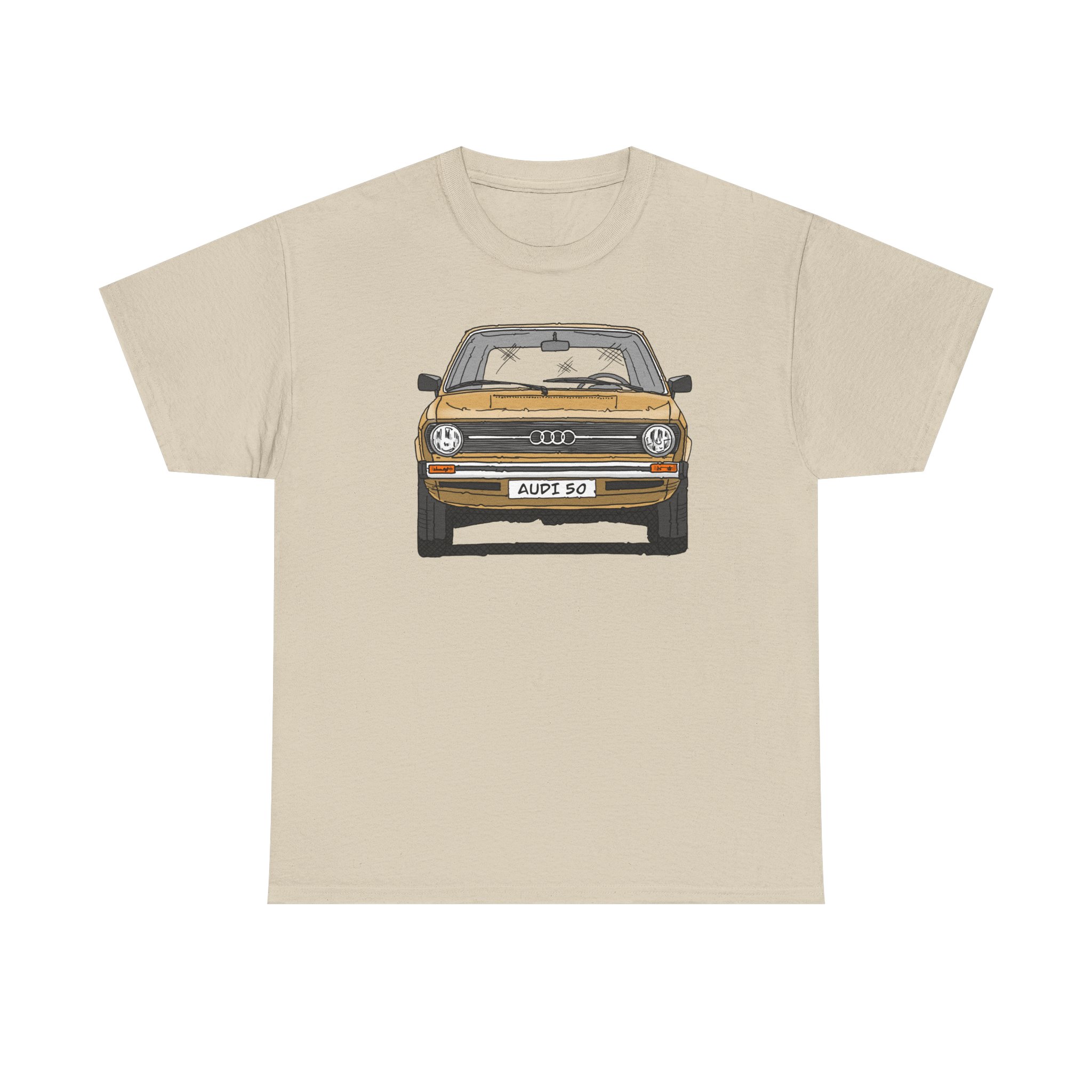 T-Shirt, Audi 50, Strichzeichnung, Hellas, 2 Außenspiegel, mit Kennzeichen personalisierbar – Bild 17