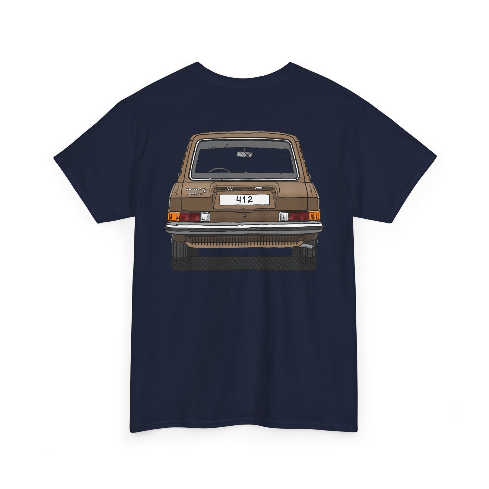 T-Shirt, VW Typ 4, 412 Variant, Strichzeichnung, Gold, beidseitig bedruckt, eigenes Kennzeichen möglich – Bild 18