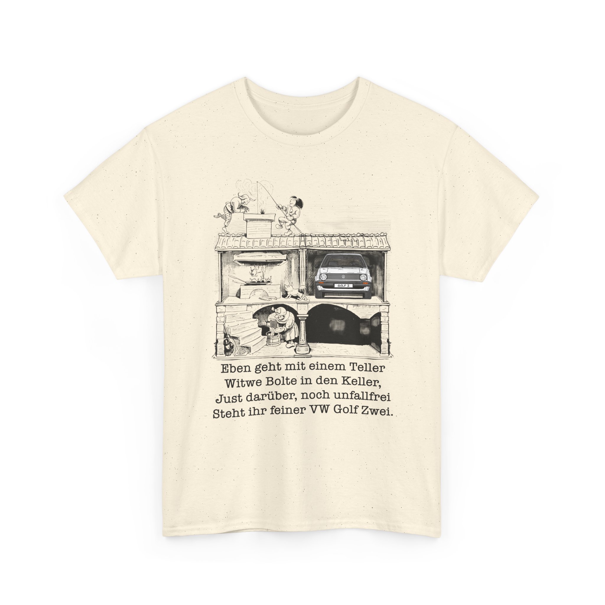 T-Shirt, VW Golf 2, Max und Moritz – Witwe Boltes Golf, eigenes Kennzeichen möglich – Bild 5