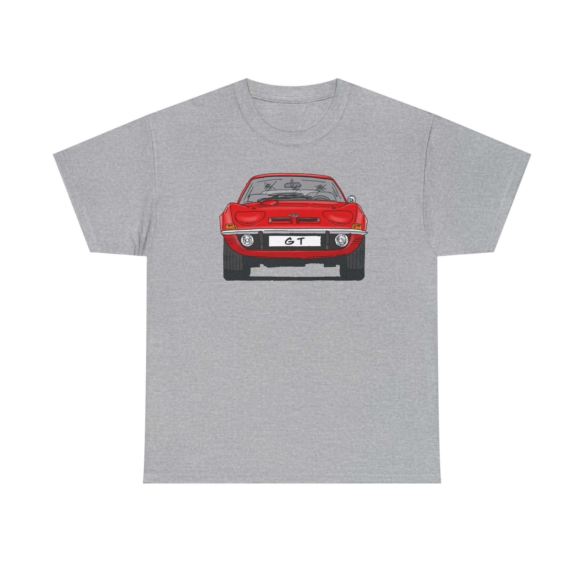 T-Shirt, Opel GT, Strichzeichnung, Rot, mit Kennzeichen personalisierbar – Bild 2