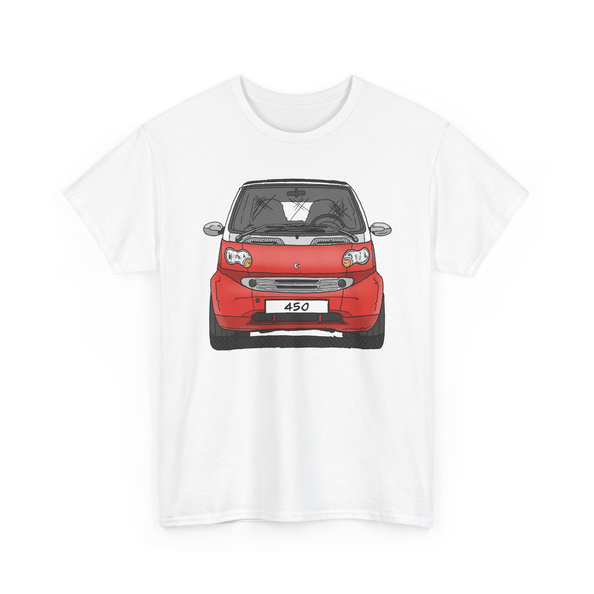 T-Shirt, Smart 450 FL, Strichzeichnung, Rot, eigenes Kennzeichen möglich – Bild 4