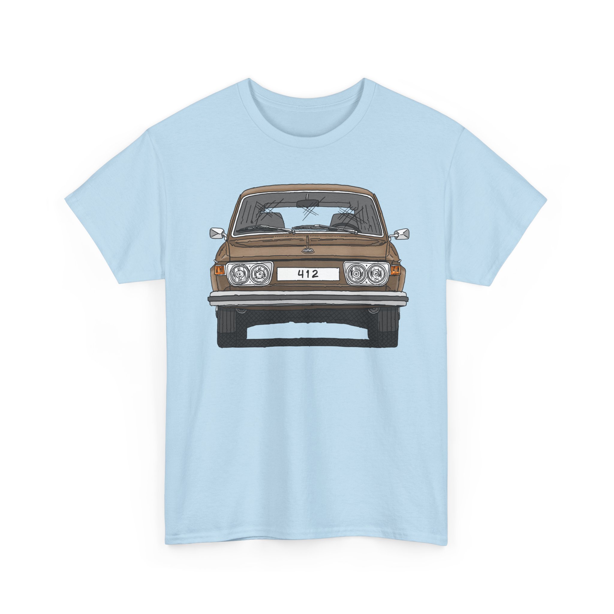 T-Shirt, VW Typ 4, 412 Variant, Strichzeichnung, Gold, beidseitig bedruckt, eigenes Kennzeichen möglich – Bild 13