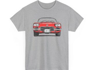 T-Shirt, Corvette C1, Strichzeichnung, Rot, personalisierbar