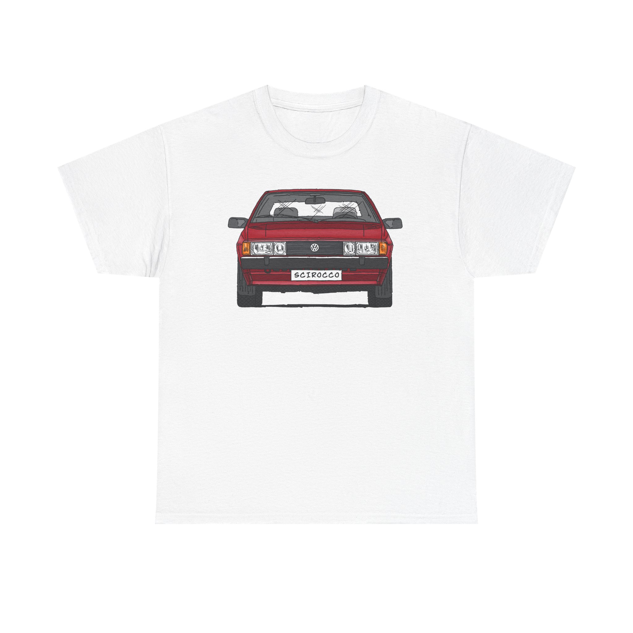 T-Shirt, VW SCIROCCO II, Strichzeichnung, Rot, Wunschkennzeichen möglich – Bild 9