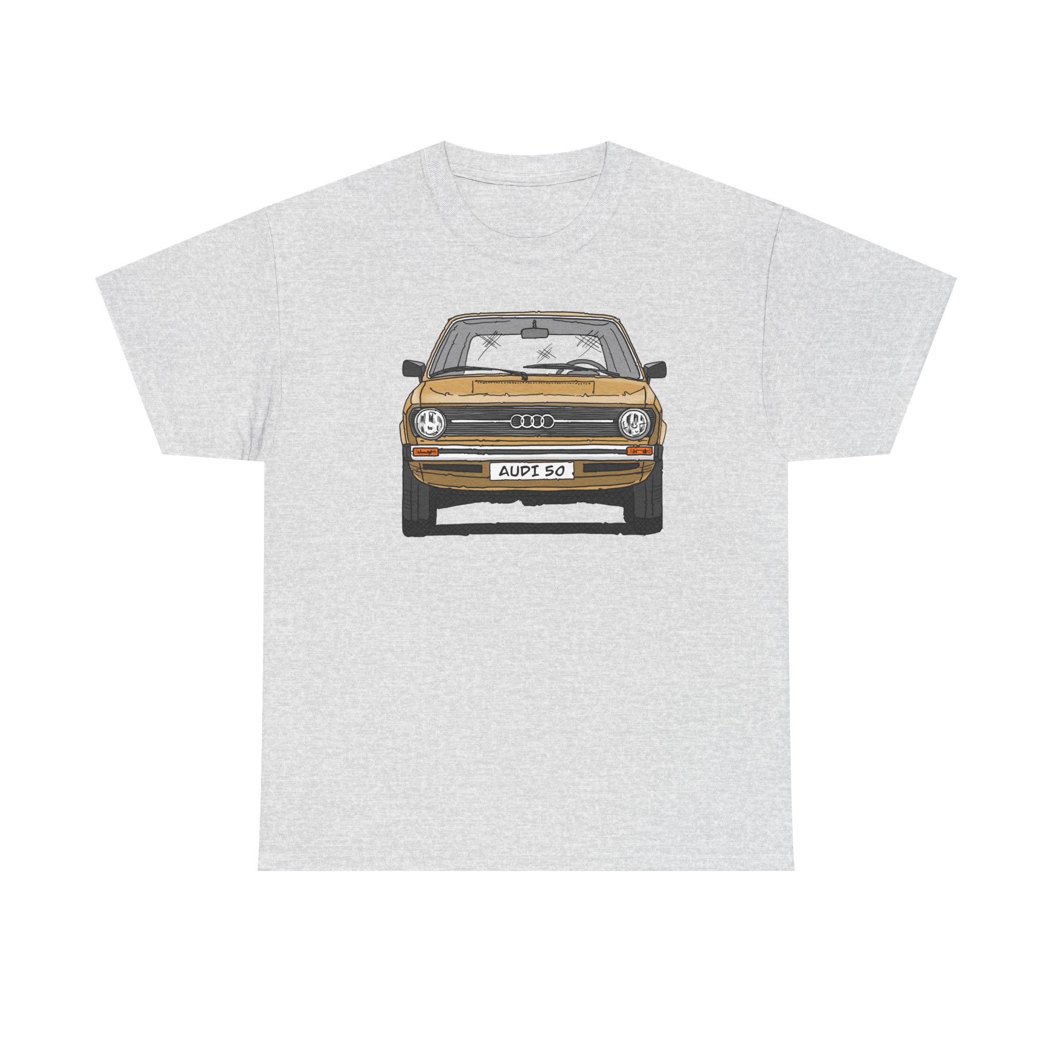 T-Shirt, Audi 50, Strichzeichnung, Hellas, 2 Außenspiegel, mit Kennzeichen personalisierbar – Bild 9