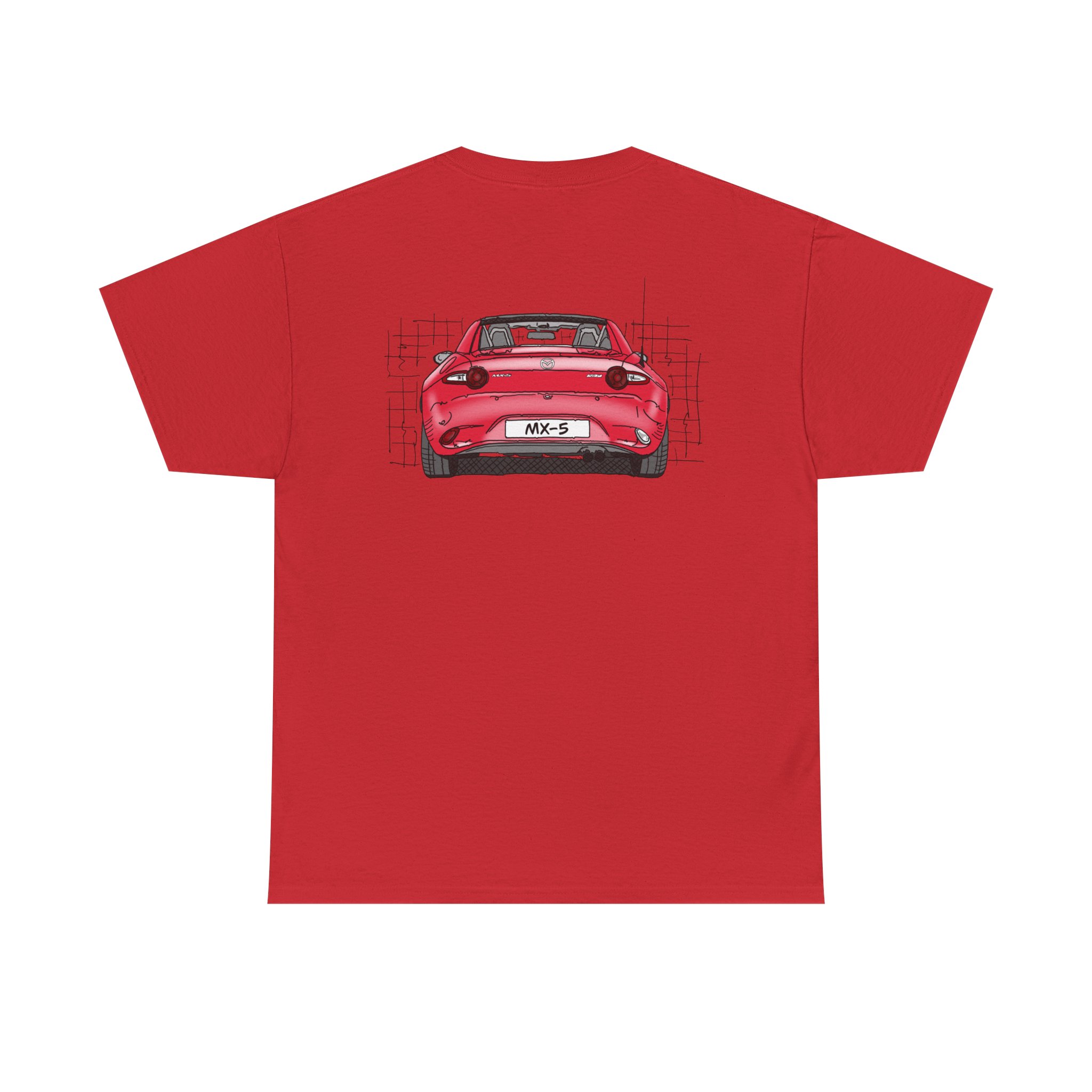T-Shirt, Mazda MX-5 ND RF, Strichzeichnung, Rot, beidseitig – Bild 26