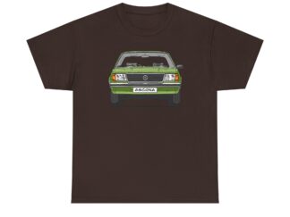 T-Shirt, Opel Ascona B, Strichzeichnung, Grün, mit Kennzeichen personalisierbar