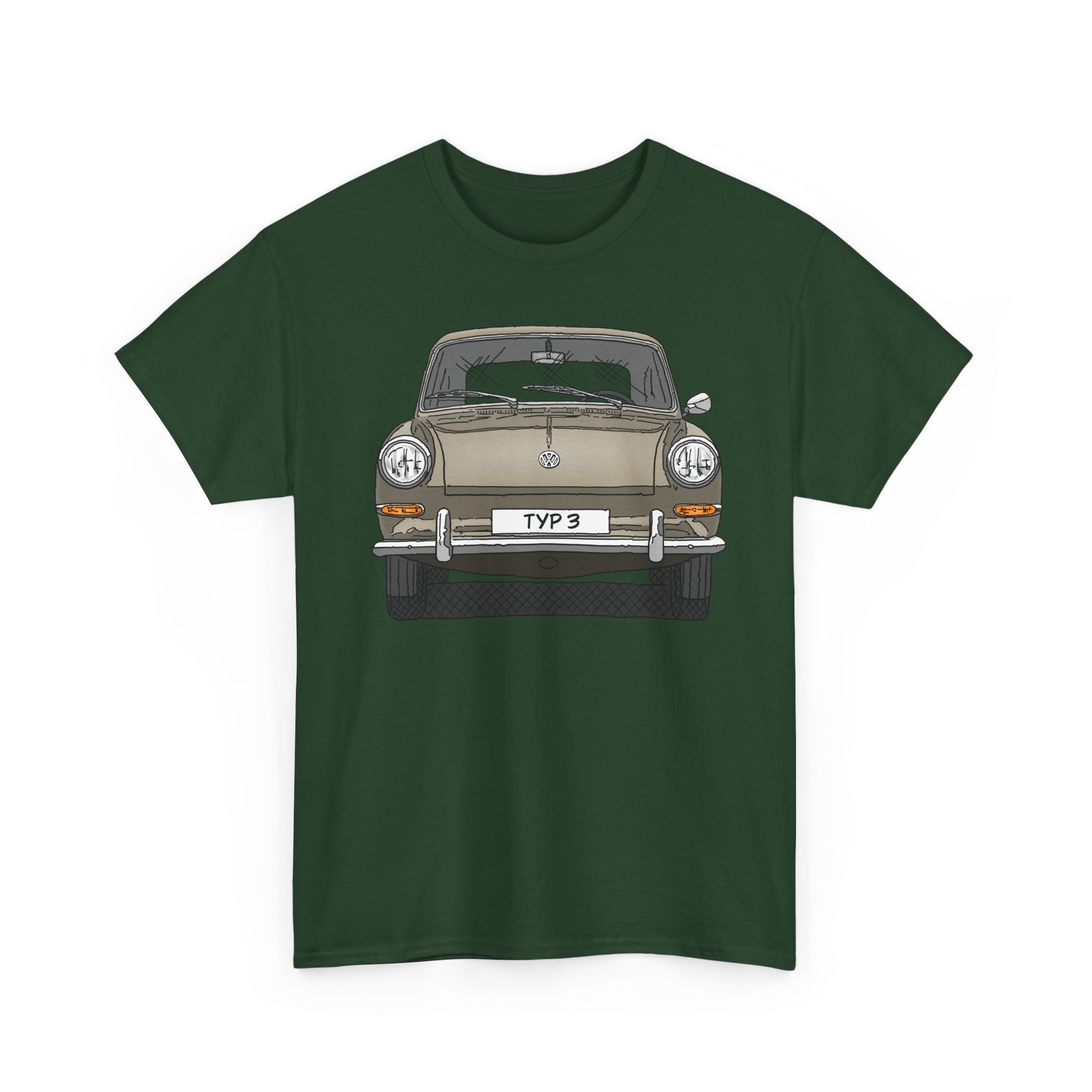T-Shirt, VW Typ 3, 1500, 1600, Strichzeichnung, Sand, eigenes Kennzeichen möglich – Bild 6
