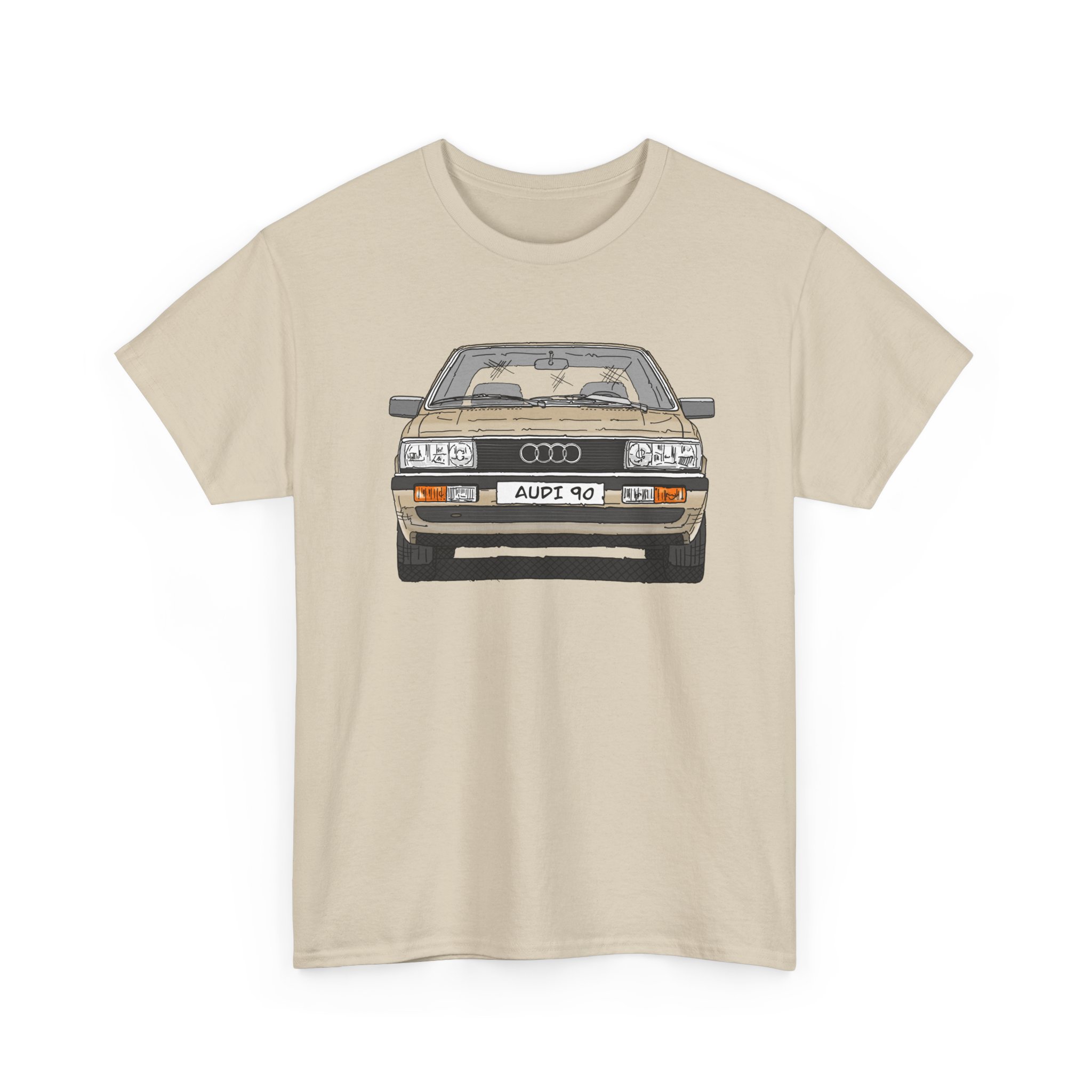 T-Shirt, Audi 90 B2, Strichzeichnung, Kalaharibeige, mit Kennzeichen personalisierbar – Bild 47