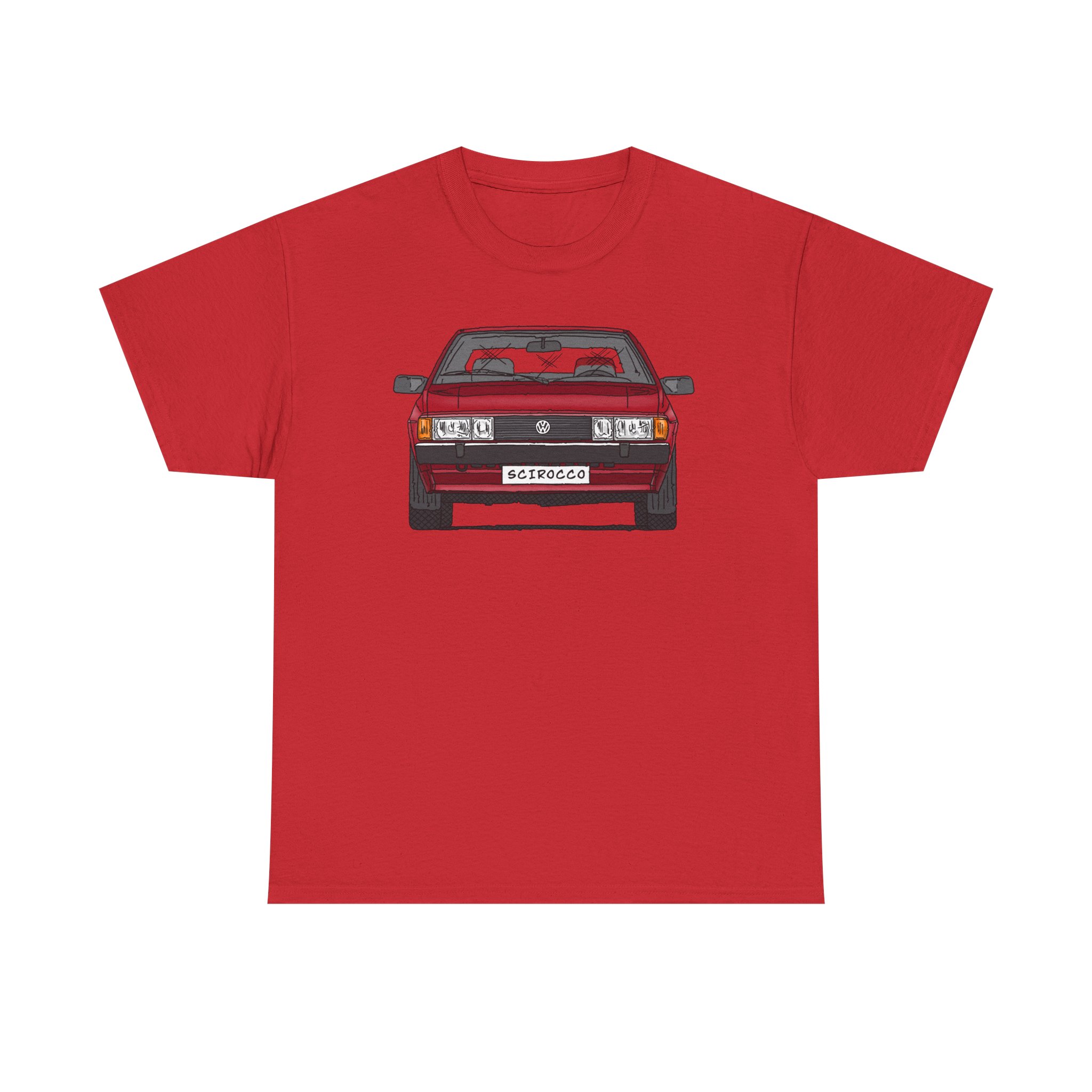 T-Shirt, VW SCIROCCO II, Strichzeichnung, Rot, Wunschkennzeichen möglich – Bild 45