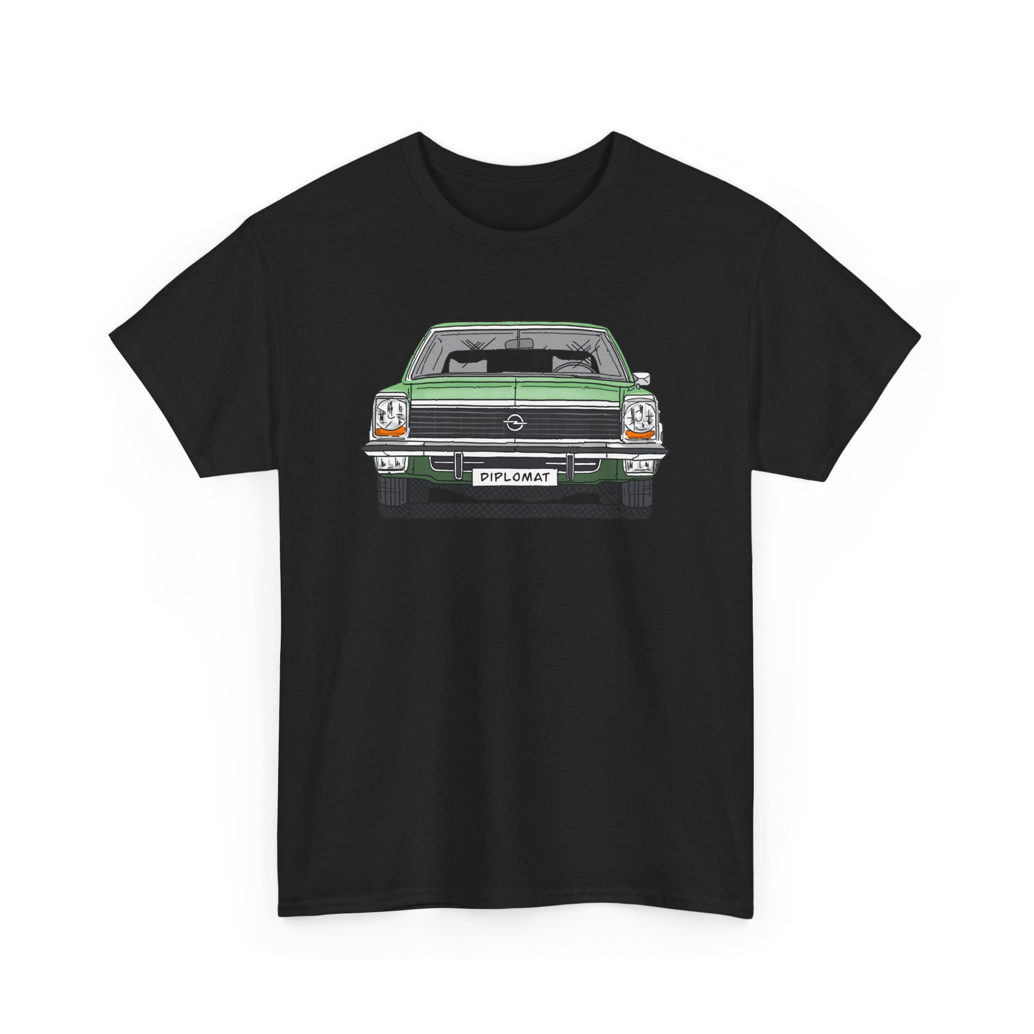 T-Shirt, Opel Diplomat B, Strichzeichnung, Grün, mit Kennzeichen personalisierbar – Bild 51