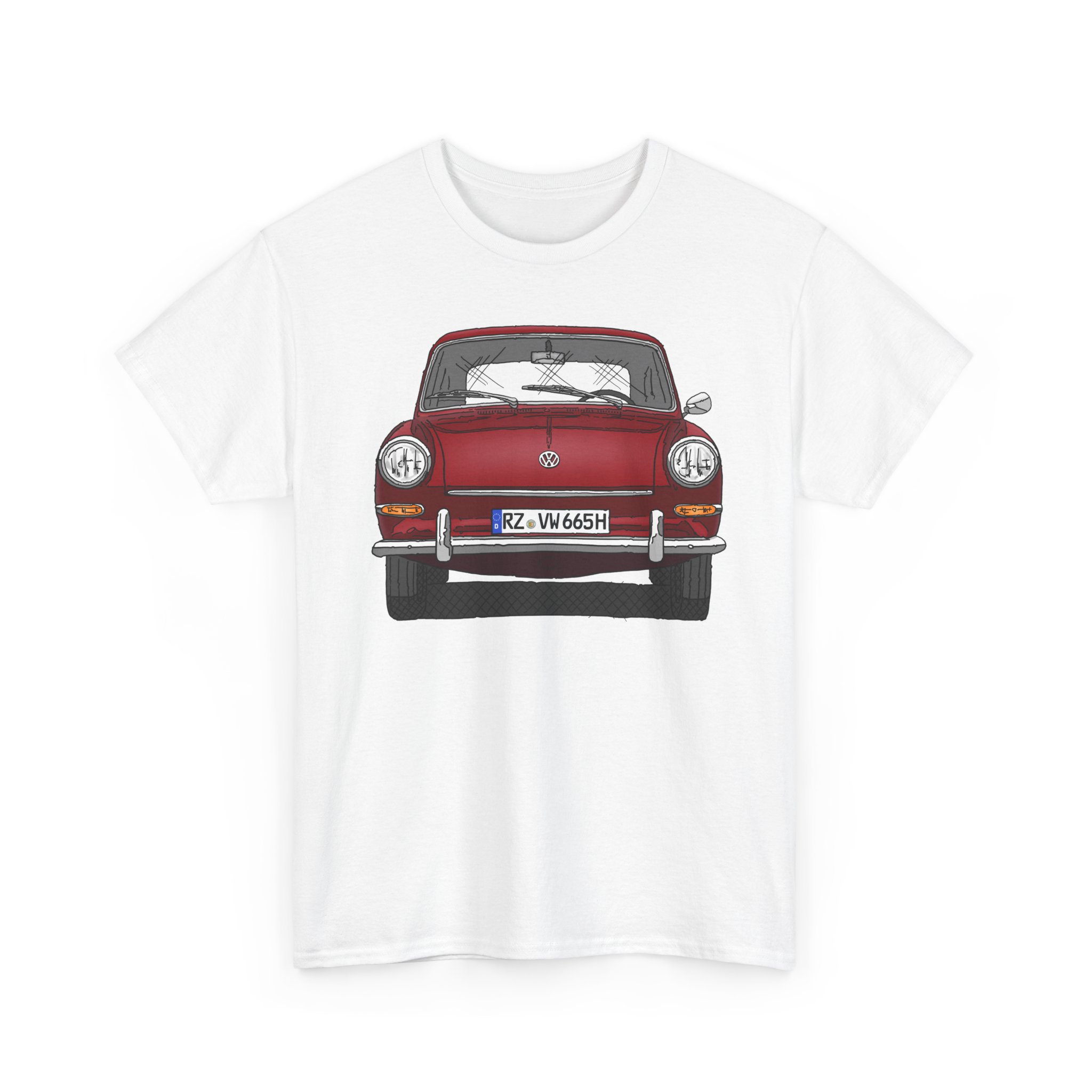 T-Shirt, VW Typ 3, 1500, 1600, Strichzeichnung, Rot, RZ VW 665H