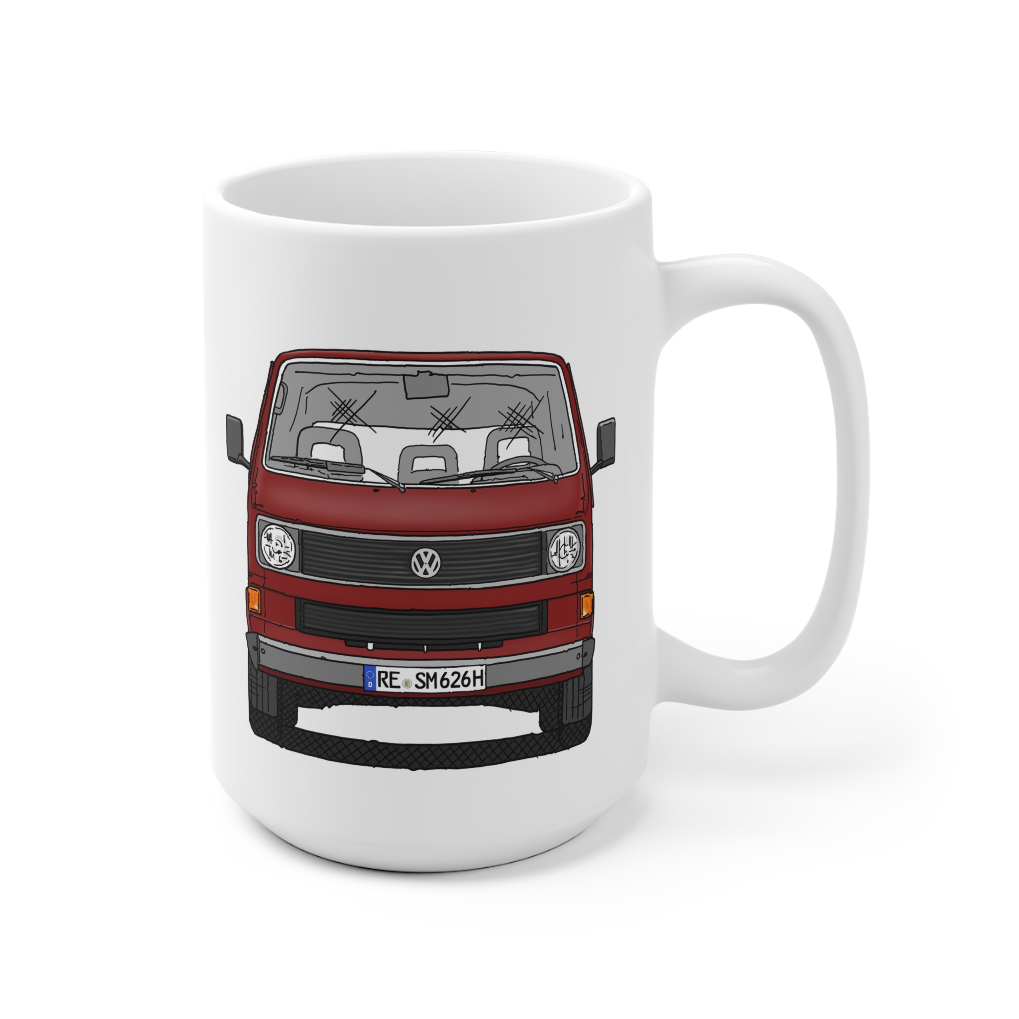 Tasse (2 Größen) - VW T3, Bulli, VW Bus, Rot, RE SM 626H – Bild 3