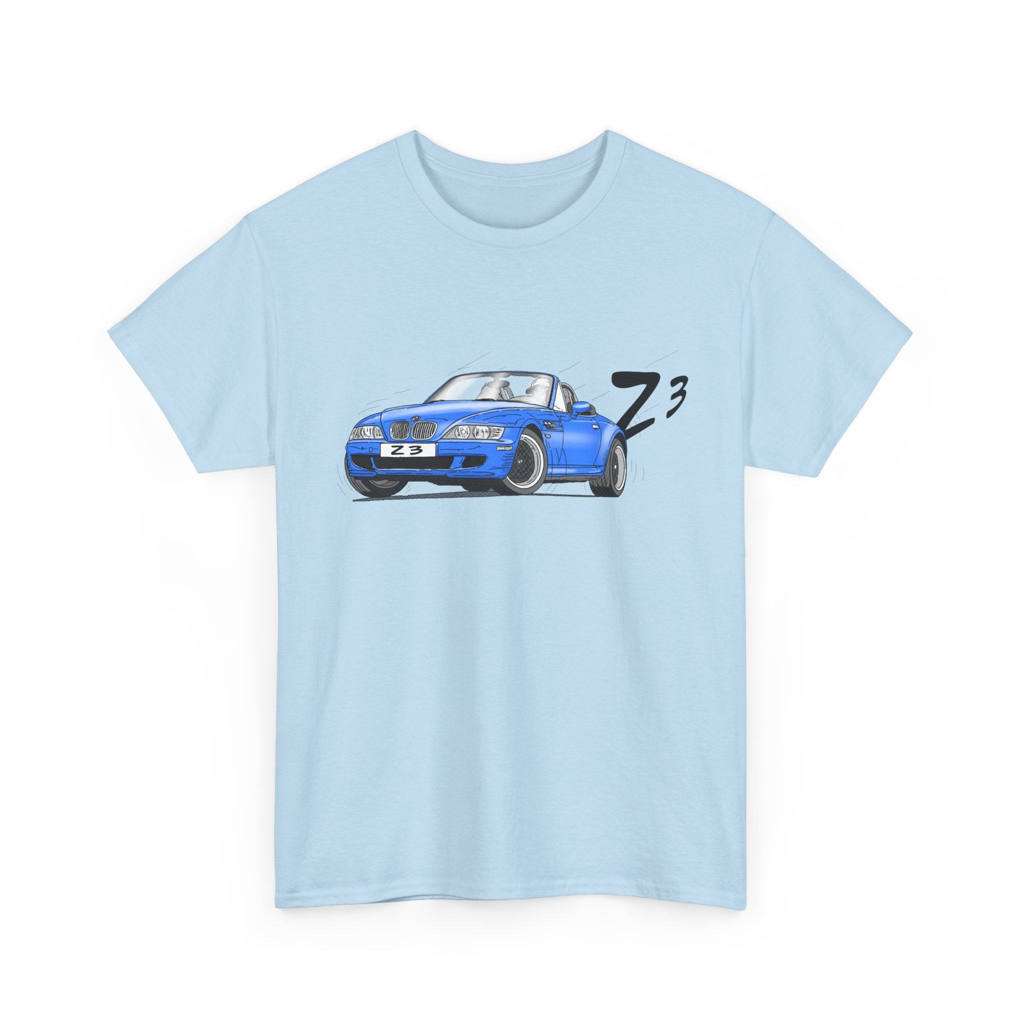 T-Shirt, BMW Z3, Strichzeichnung, Blau, personalisierbar – Bild 6