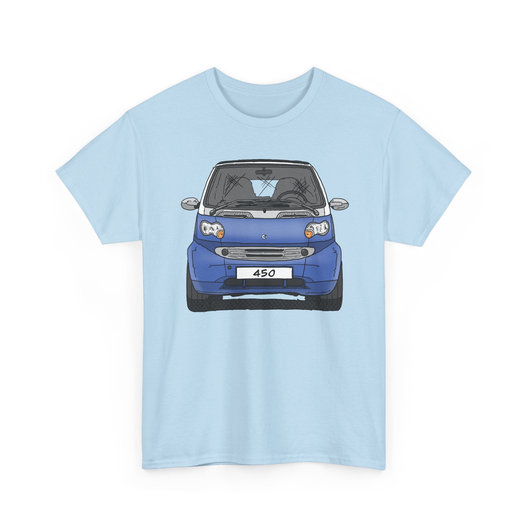 T-Shirt, Smart 450 FL, Strichzeichnung, Blau, eigenes Kennzeichen möglich – Bild 7