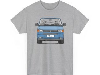 T-Shirt, VW T4, Bulli, Strichzeichnung, Blau, mit Kennzeichen personalisierbar
