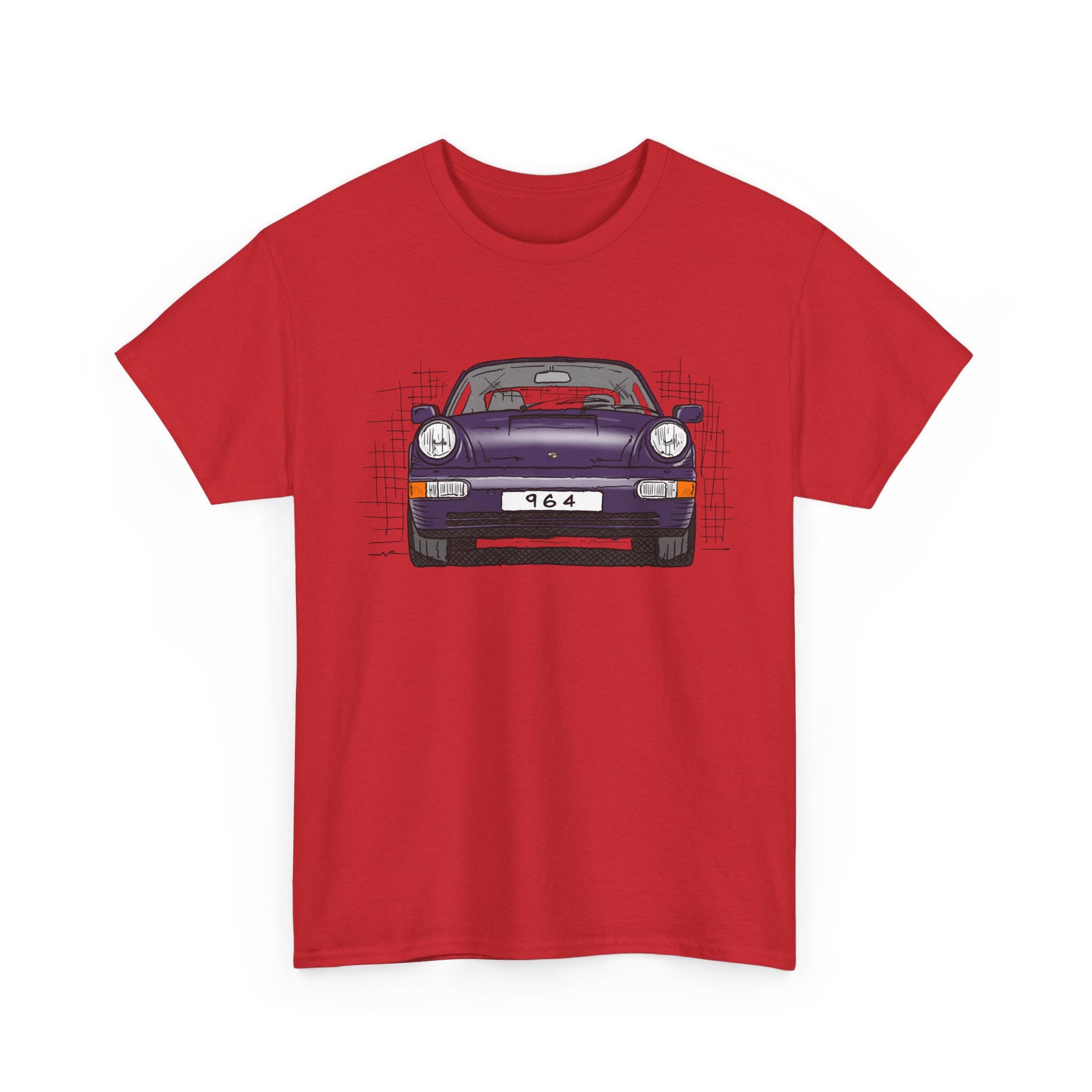T-Shirt, Porsche 911, 964 Coupé, Strichzeichnung, Viola (30 Jahre Jubi), personalisierbar – Bild 43