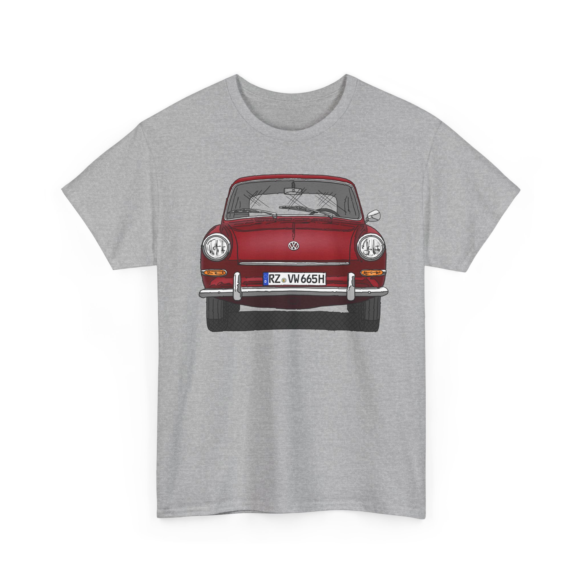 T-Shirt, VW Typ 3, 1500, 1600, Strichzeichnung, Rot, RZ VW 665H – Bild 2