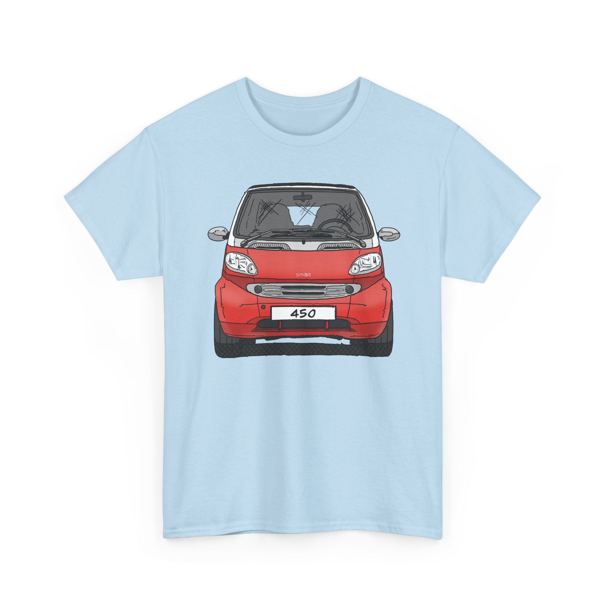 T-Shirt, Smart 450 Pre-FL, Strichzeichnung, Rot, eigenes Kennzeichen möglich – Bild 7