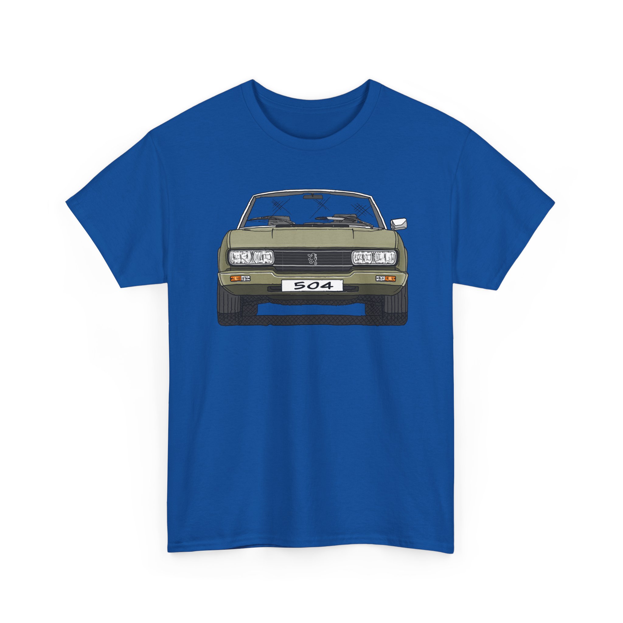 T-Shirt, Peugeot 504 Cabrio, Strichzeichnung, Grün, eigenes Kennzeichen möglich – Bild 7