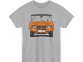T-Shirt, Citroën Mehari, Strichzeichnung, Orange, eigenes Kennzeichen möglich